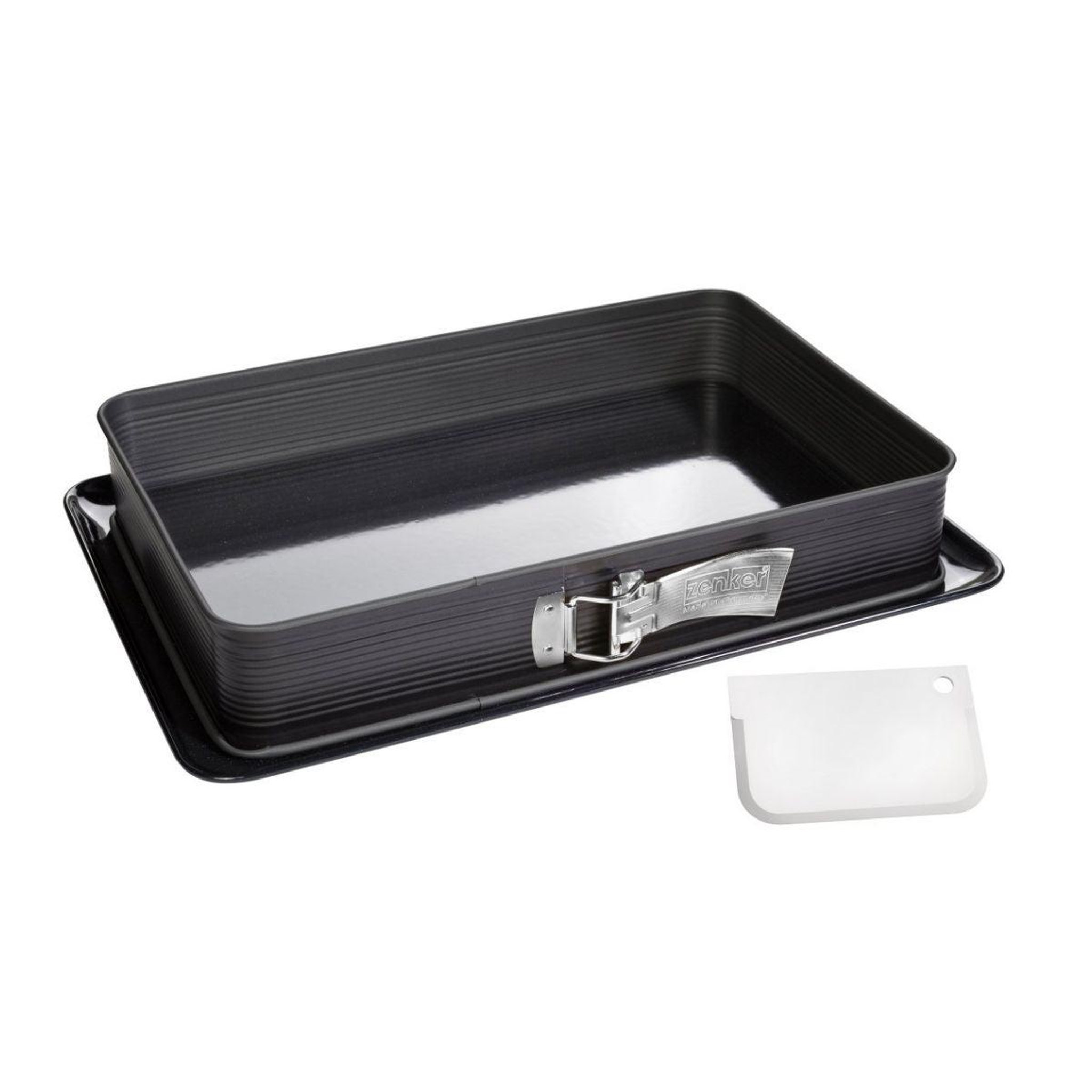 ZENKER Moule à charnière rectangulaire en acier émaillé et sa spatule 42 x 29 cm zenker deluxe