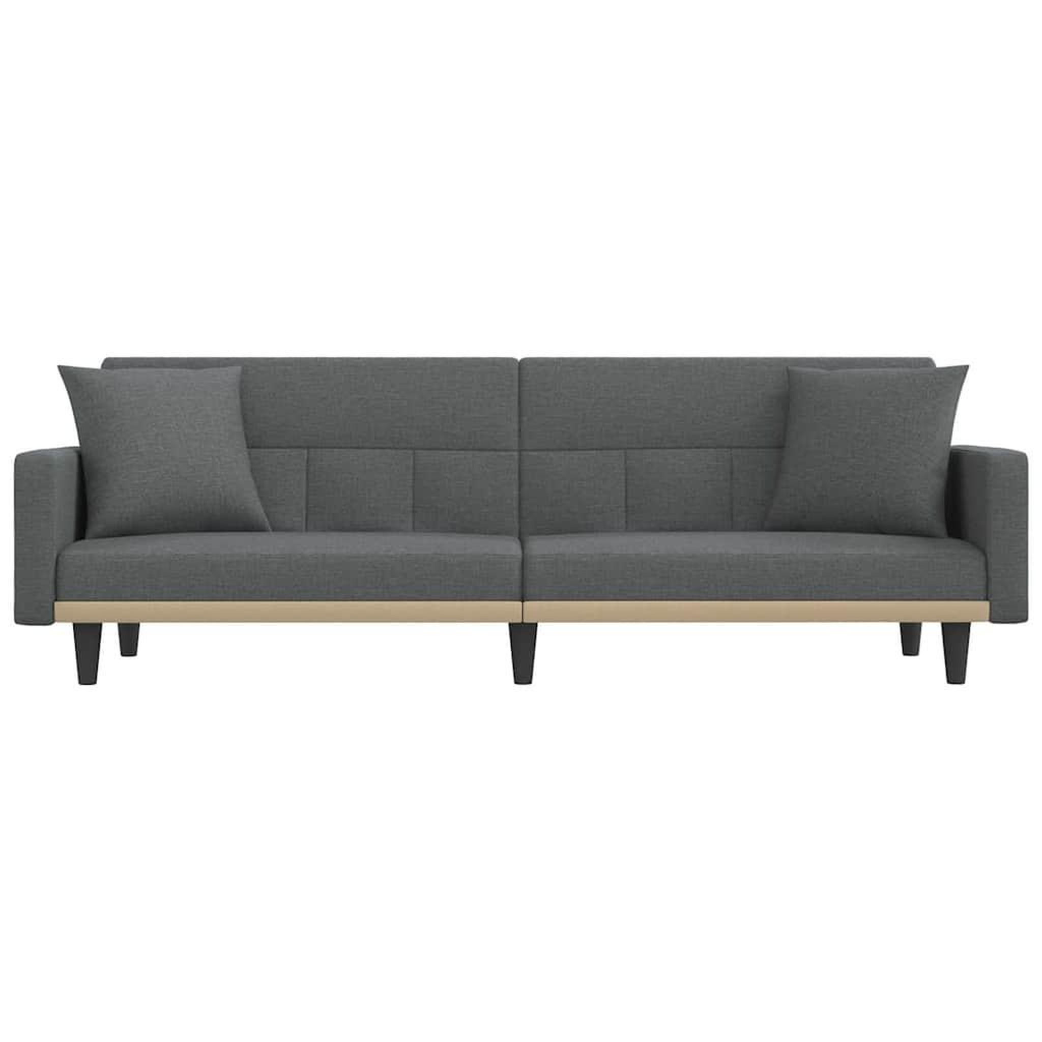 Voir la diapositive 4 : VIDAXL Canape-lit avec coussins gris fonce tissu