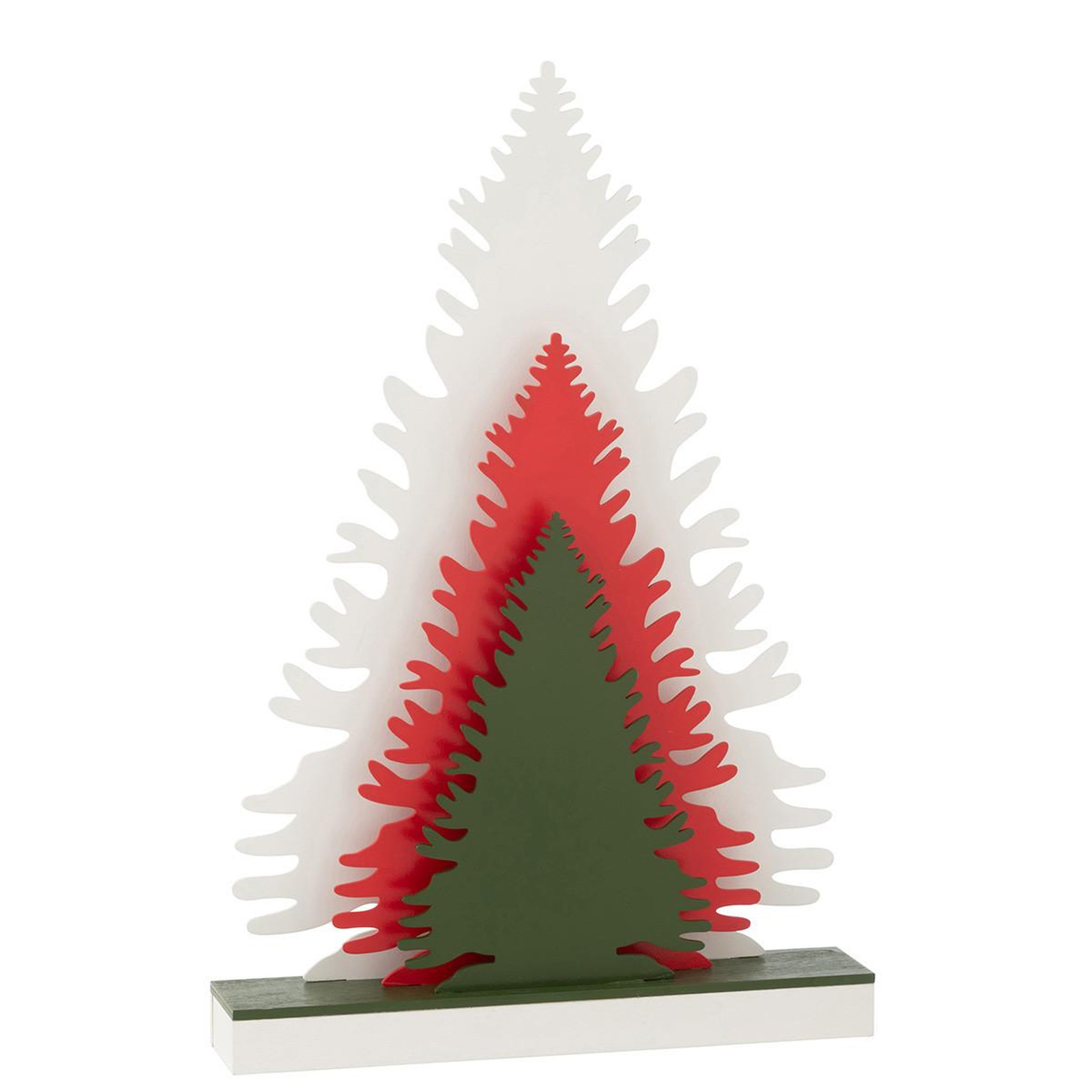 Voir la diapositive 2 : J-LINE Déco sapins à led en bois  hiver  44cm multicolore