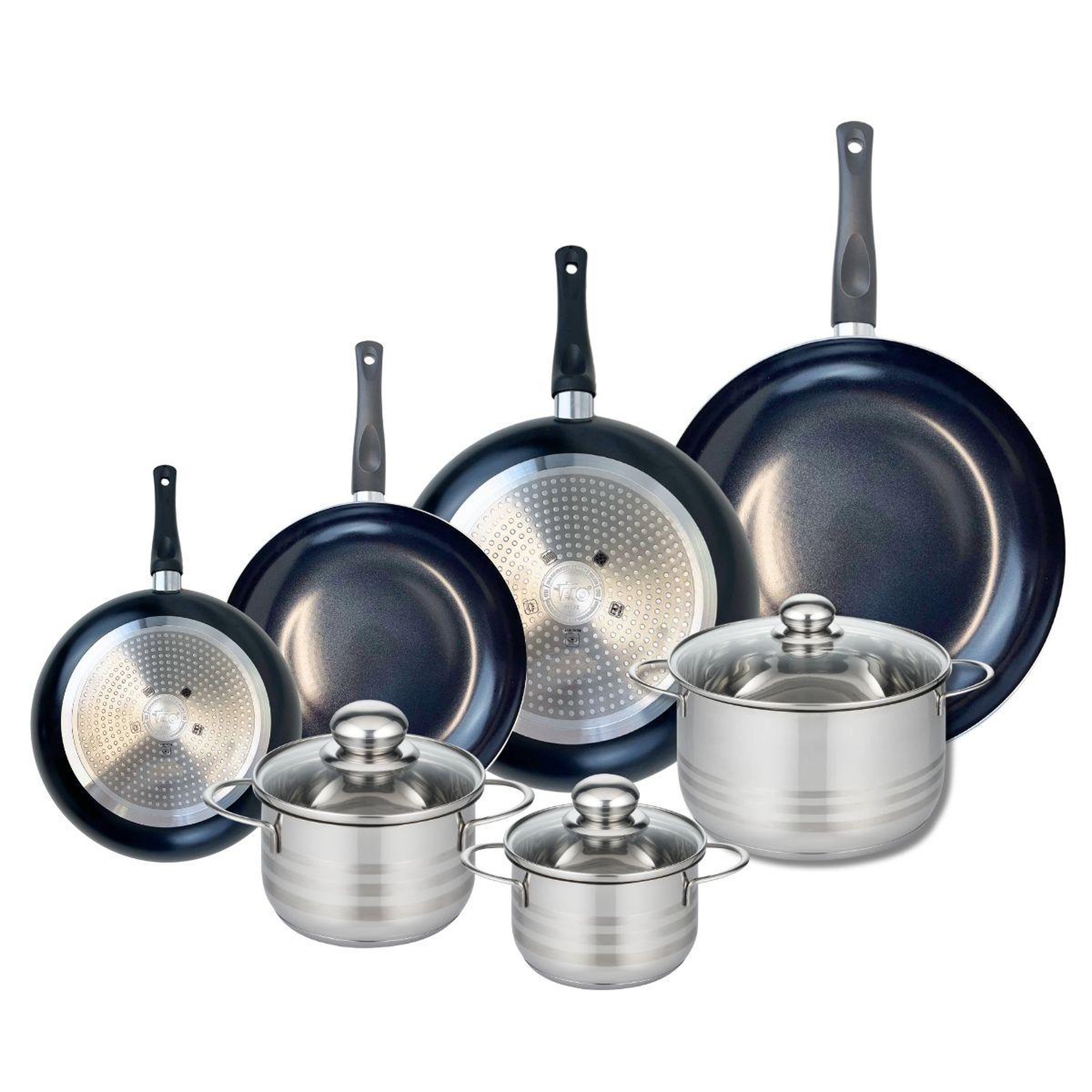 ELO Ensemble de 4 poêles de cuisson 20, 24, 28 et 32 cm et 3 faitouts 14, 16 et 20 cm elo prima brillant