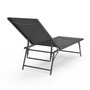 Voir la diapositive 4 : ID MARKET Lot de 2 transats de jardin inclinables KAILUA en acier gris anthracite et toile grise