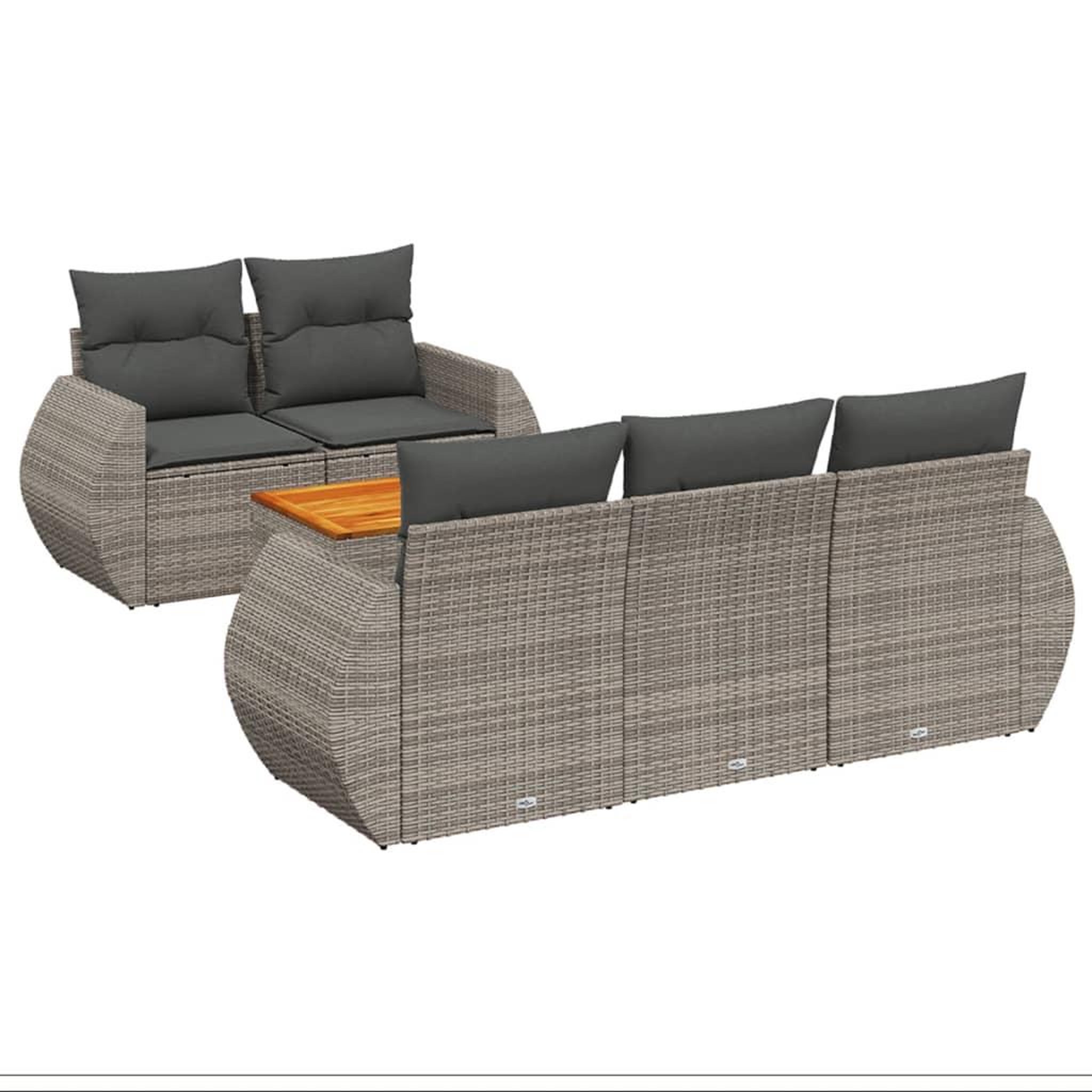 Voir la diapositive 2 : VIDAXL Salon de jardin 6 pcs avec coussins gris resine tressee
