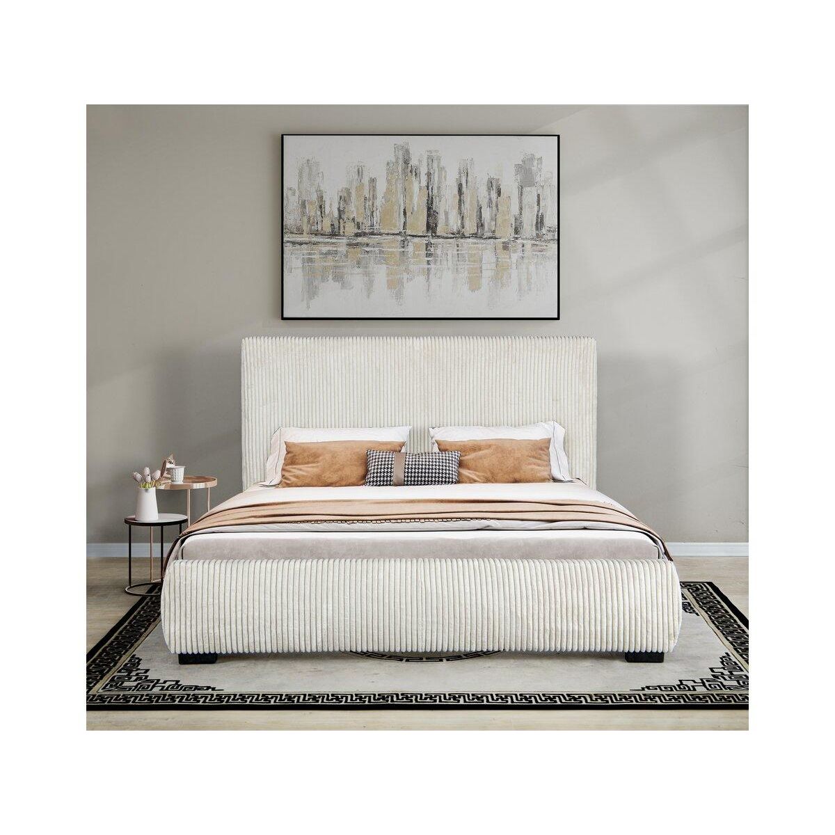 Habitat et Jardin Lit double en velours côtelé  Montana  - 180 x 200 cm - Beige