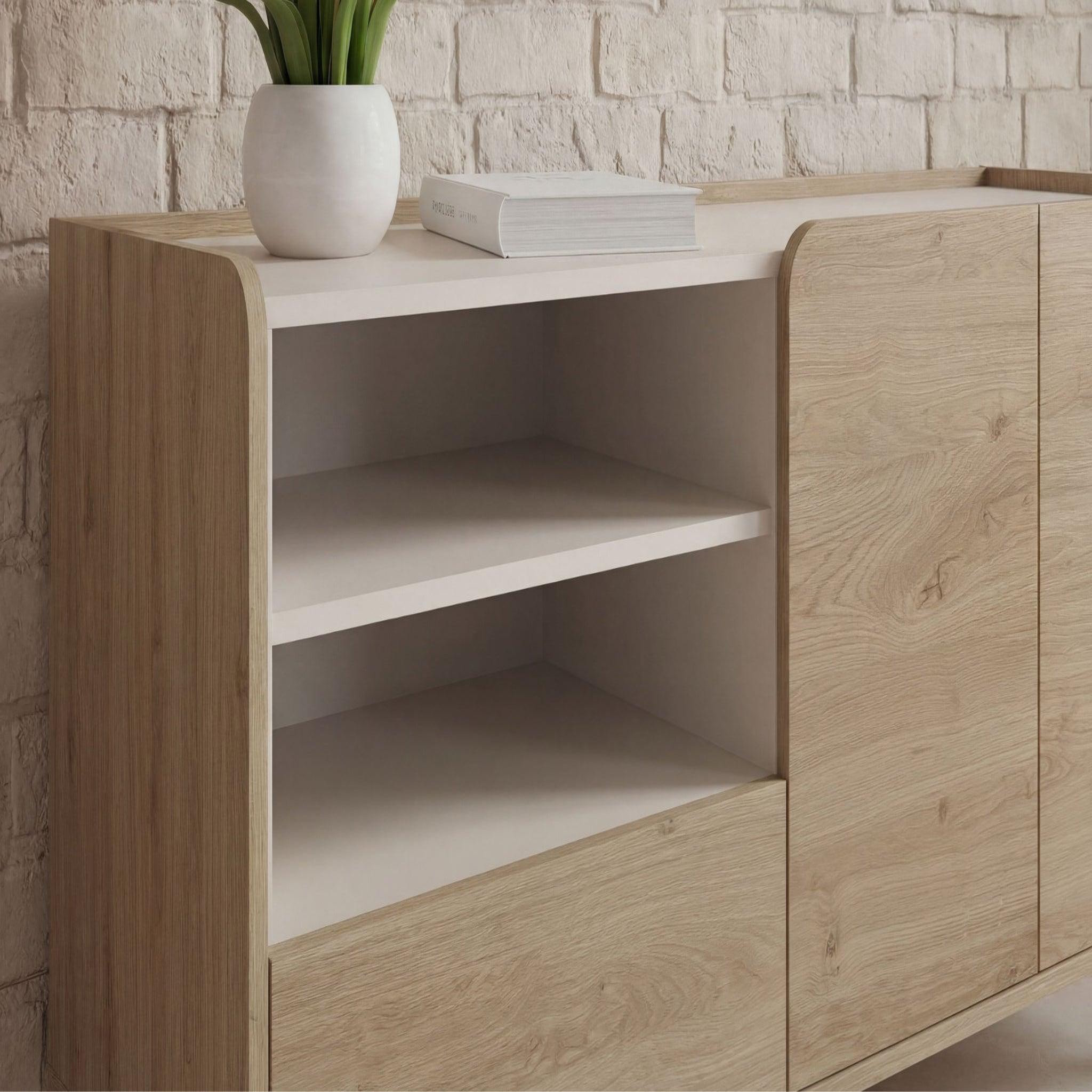Voir la diapositive 4 : CASANOVA PARIS Isadora - buffet 2 portes 141cm en mélamine - chêne clair