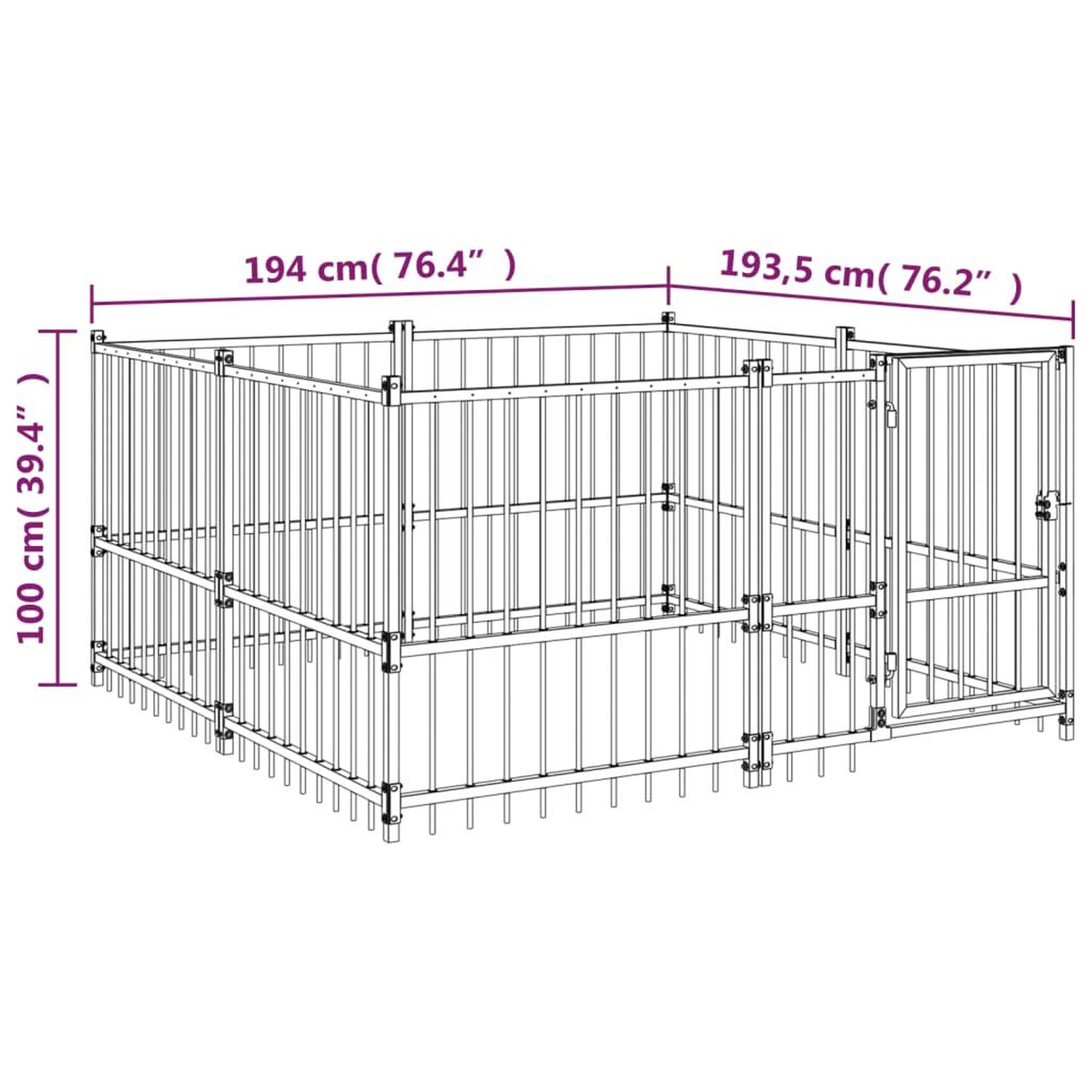 Voir la diapositive 6 : VIDAXL Chenil d'exterieur pour chiens Acier 3,75 m^2