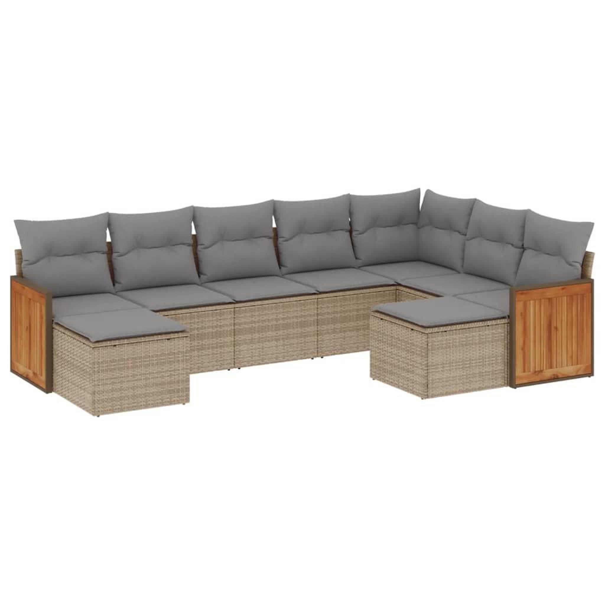 Voir la diapositive 2 : VIDAXL Salon de jardin avec coussins 9 pcs beige resine tressee