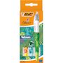 Voir la diapositive 1 : BIC Lot de 3 stylos bille 4 couleurs rétractable pointe moyenne Velours 1jaune/1bleu/1vert à motifs