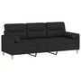 Voir la diapositive 3 : VIDAXL Canape 3 places avec oreillers decoratifs noir 180 cm tissu