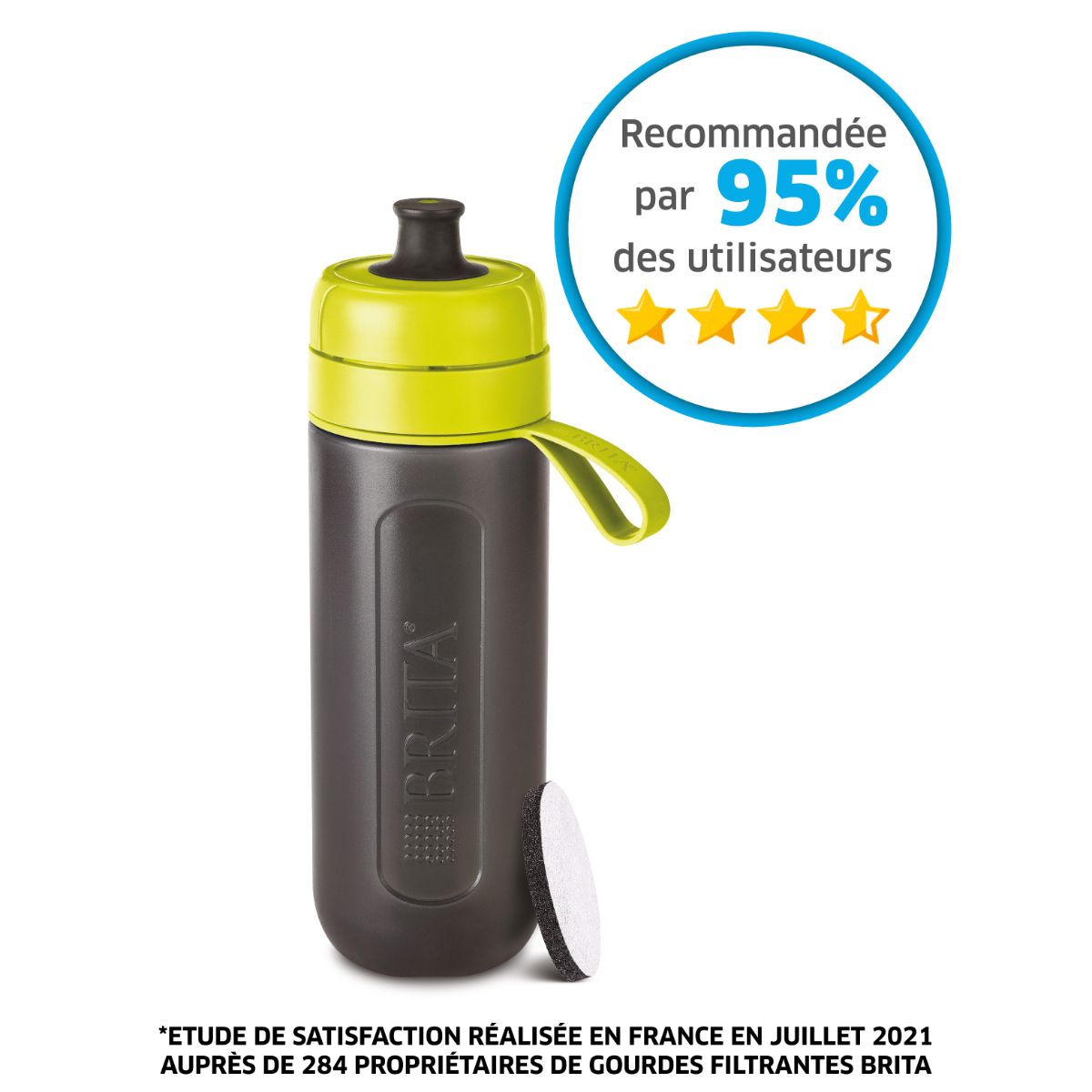 BRITA Gourde filtrante transparente verte + 1 filtre MicroDisc inclus         