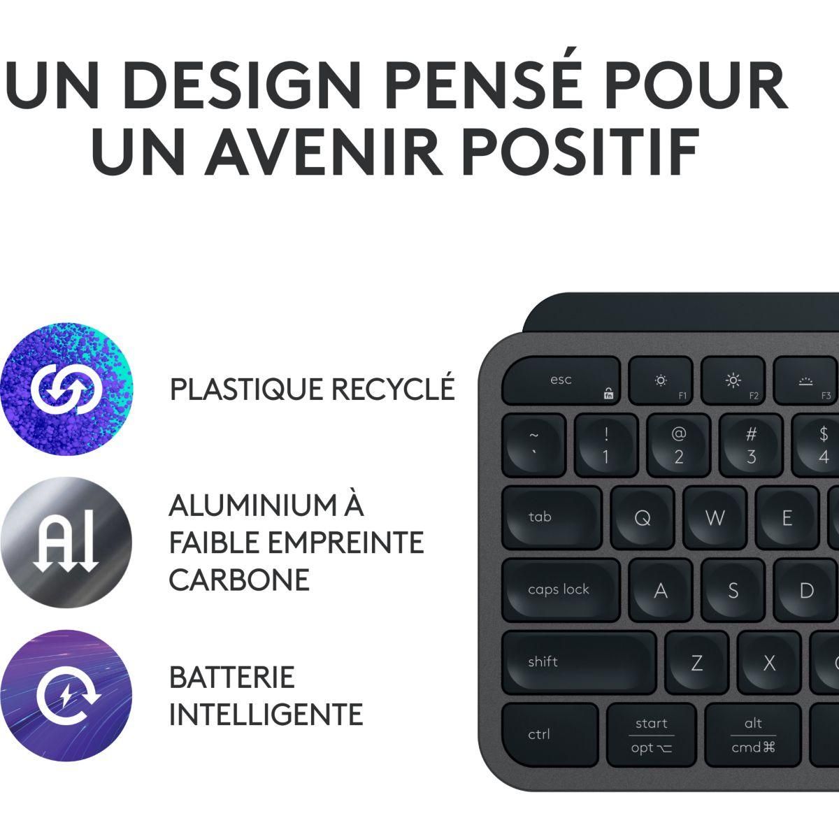 Logitech Clavier sans fil MX Keys S  Silencieux Graphite