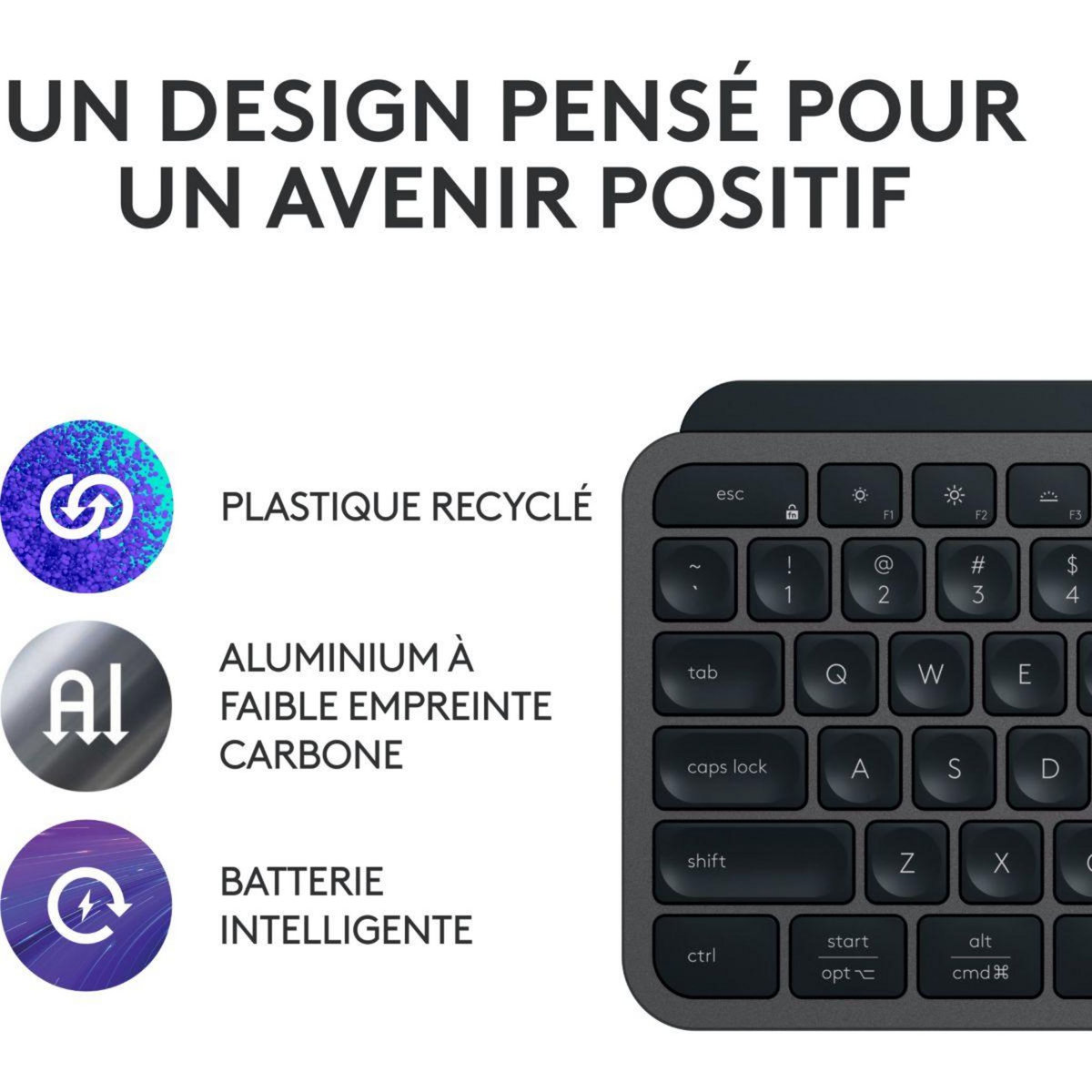Logitech Clavier sans fil MX Keys S  Silencieux Graphite