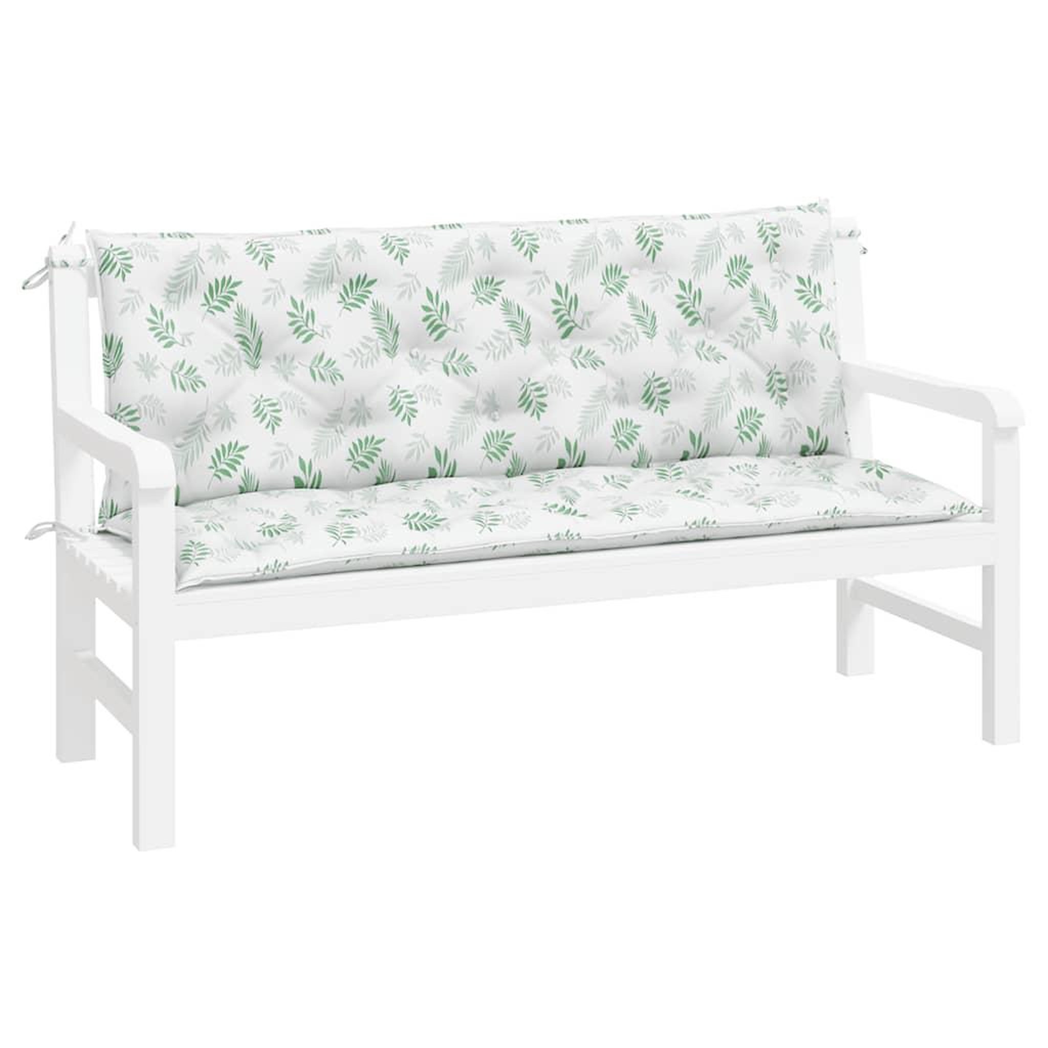 Voir la diapositive 4 : VIDAXL Coussins de banc de jardin lot de 2 motif de feuilles tissu