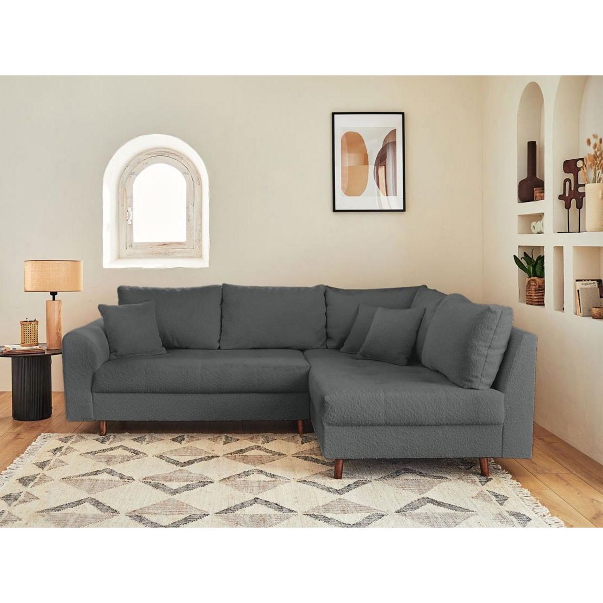 LISA DESIGN Rune - canapé d'angle droit - 4 places - en tissu bouclette