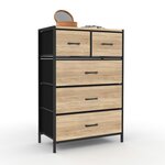 ID MARKET Chiffonnier 5 tiroirs en tissu UTAH 60 cm commode semainier design industriel