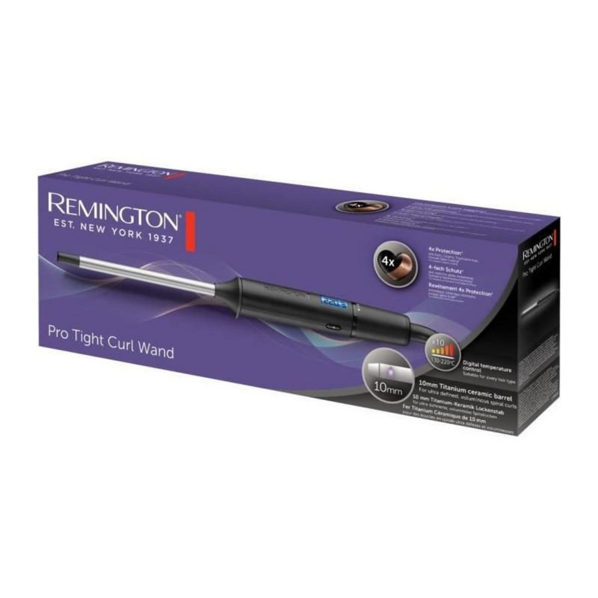 REMINGTON Remington CI6X10 Fer a boucler, Boucleur Pro Tight Curl 10mm Revetement 4X Protection, Parfait pour Creer des Boucles Serrees