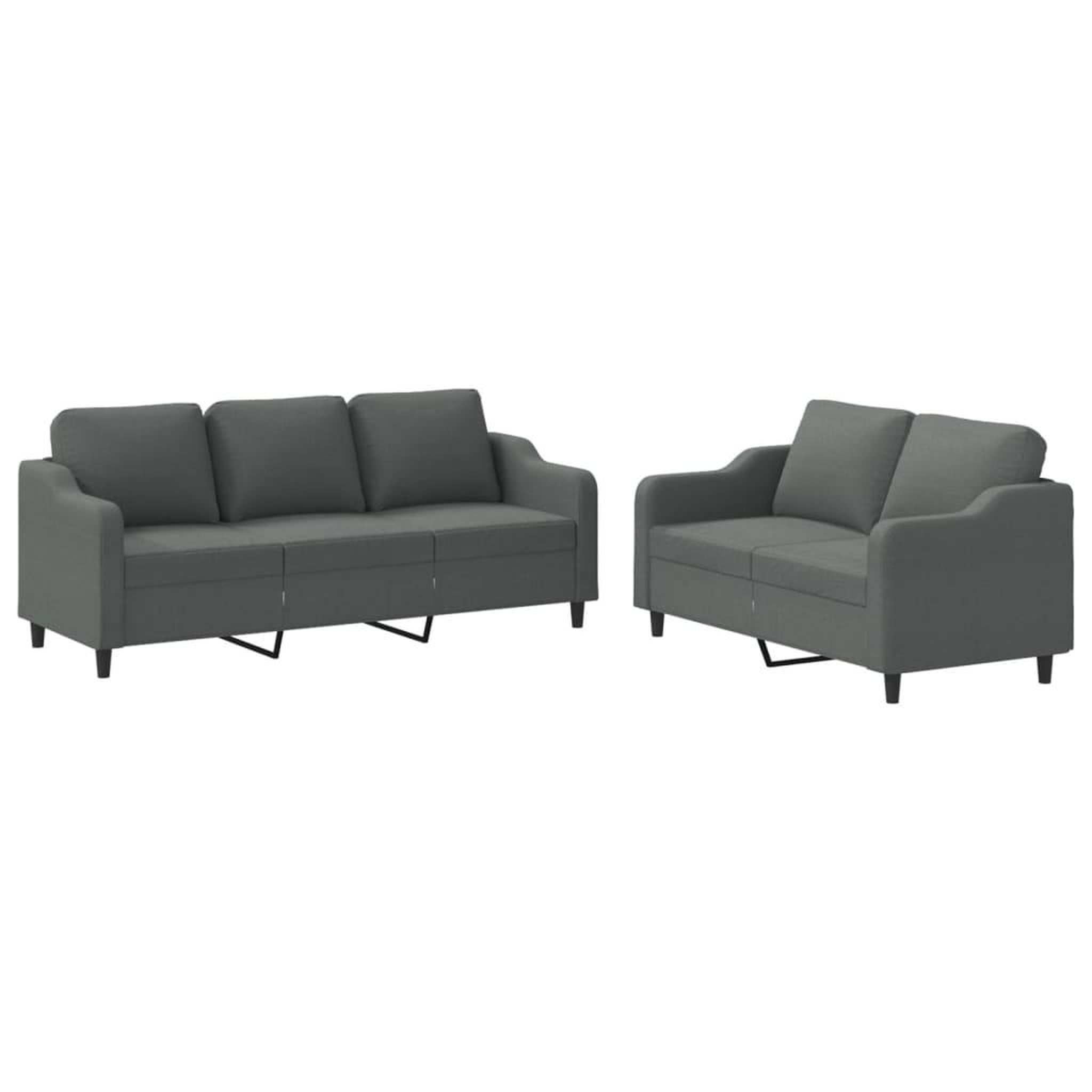 Voir la diapositive 2 : VIDAXL Ensemble de canapes 2 pcs avec coussins Gris fonce Tissu