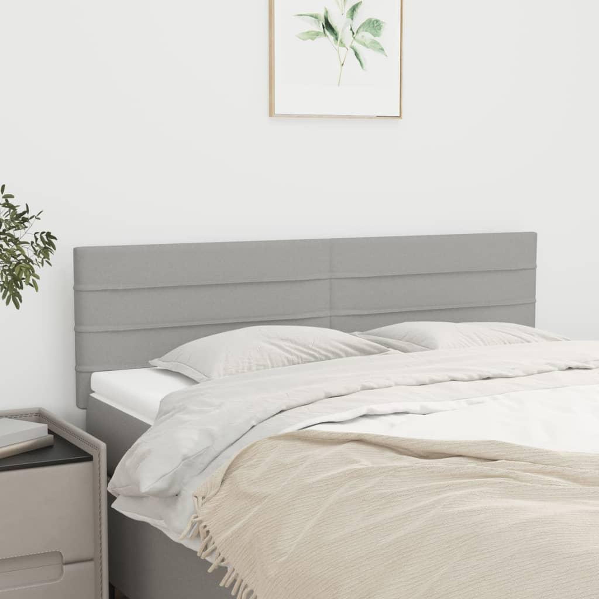 Voir la diapositive 1 : VIDAXL Tetes de lit 2 pcs Gris clair 72x5x78/88 cm Tissu