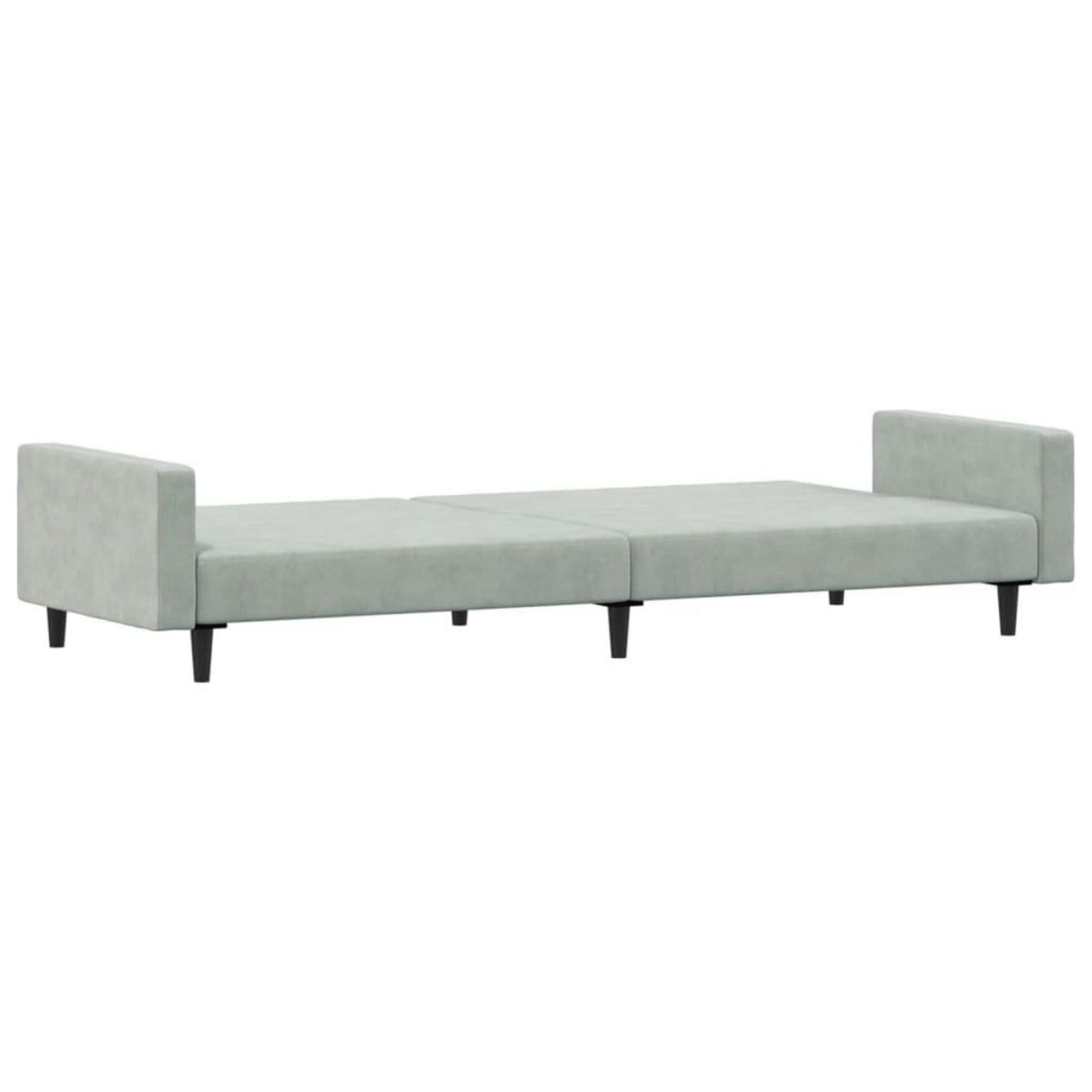 VIDAXL Canape-lit a 2 places avec repose-pied gris clair velours