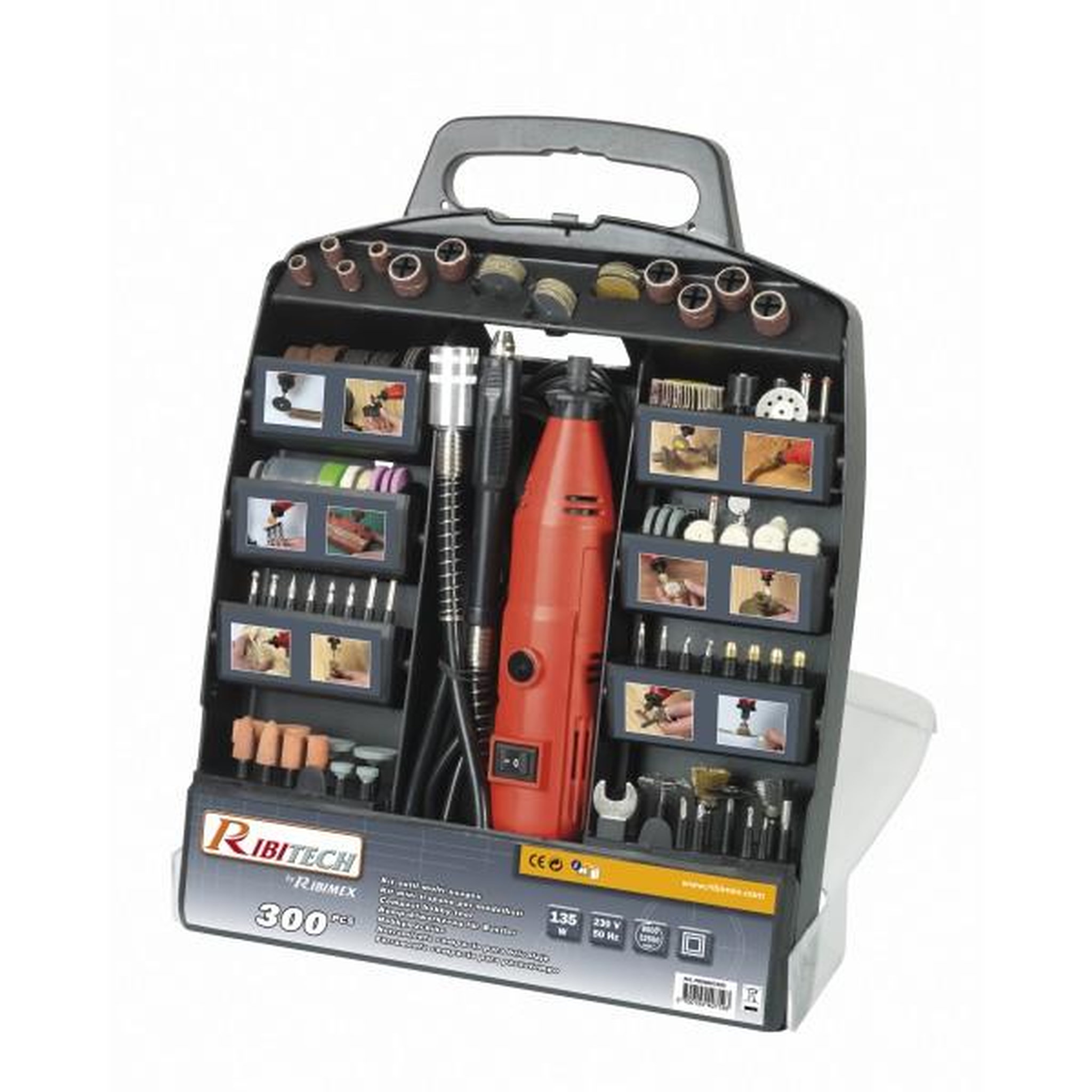 Ribitech Coffret outil électrique multifonctions avec 300 accessoires - promkit300