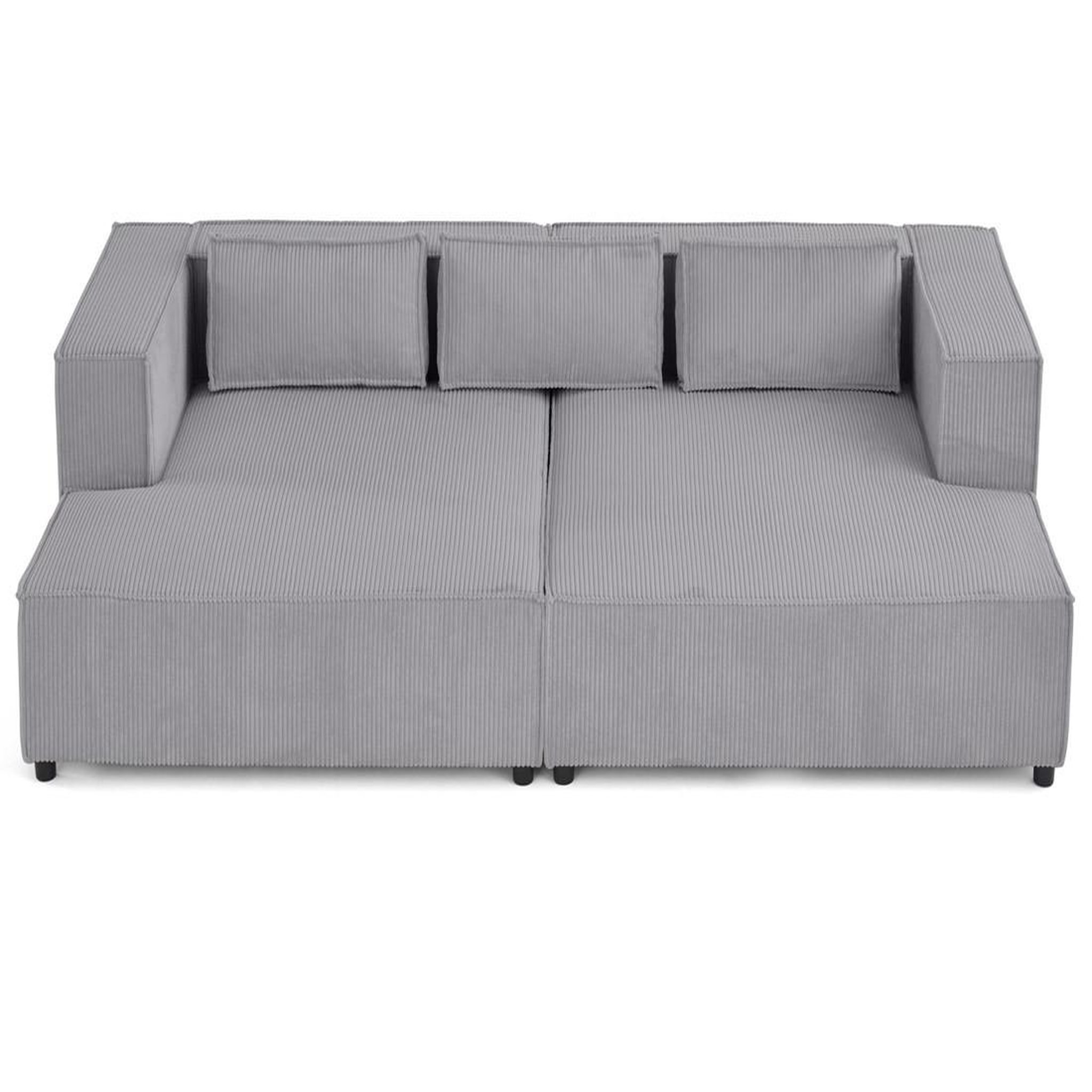 Voir la diapositive 3 : LISA DESIGN Stella - canapé droit 3 places avec double méridienne - assise profonde - en velours côtelé