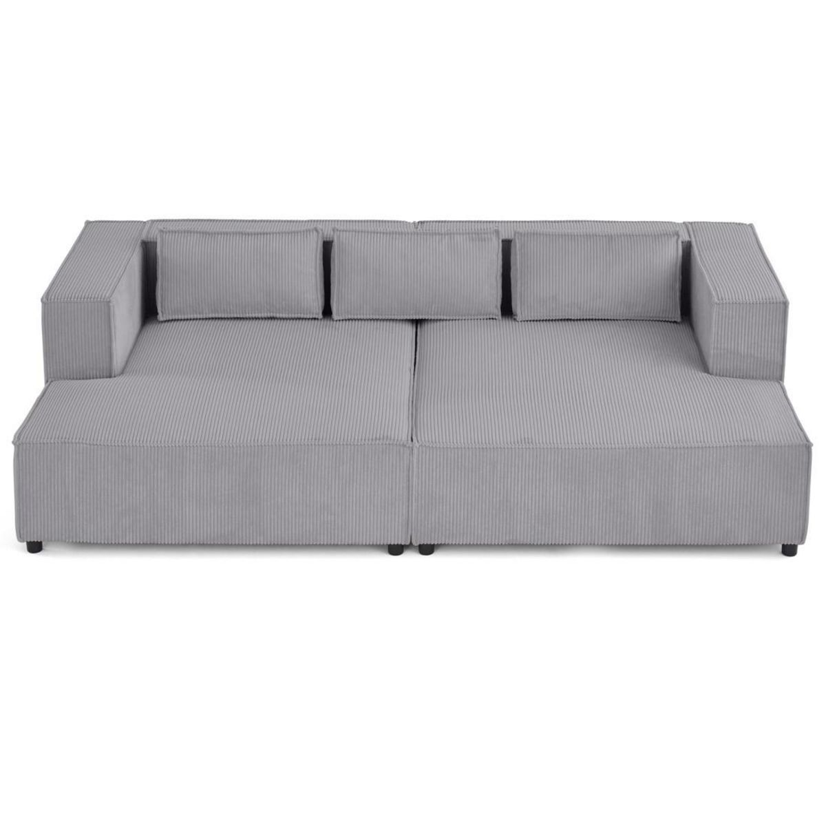 LISA DESIGN Stella - canapé droit 3 places avec double méridienne - assise profonde - en velours côtelé