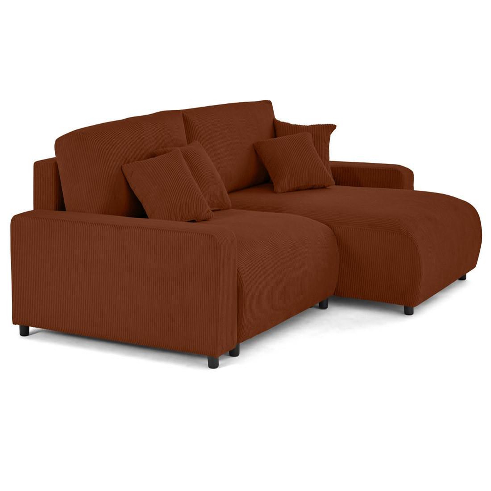 Voir la diapositive 6 : LISA DESIGN Pivoine - canapé d'angle 4 places réversible convertible avec 2 coffres en velours côtelé
