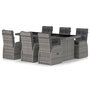 Voir la diapositive 2 : VIDAXL Salon de jardin 7 pcs avec coussins Resine tressee Gris