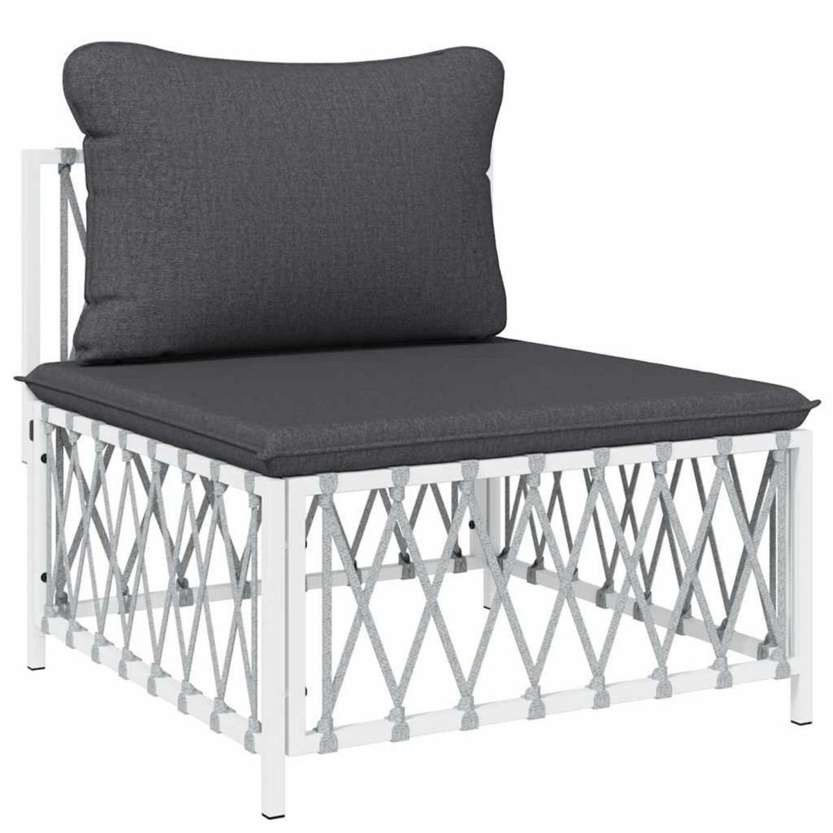 VIDAXL Canape central de jardin avec coussins blanc tissu tisse
