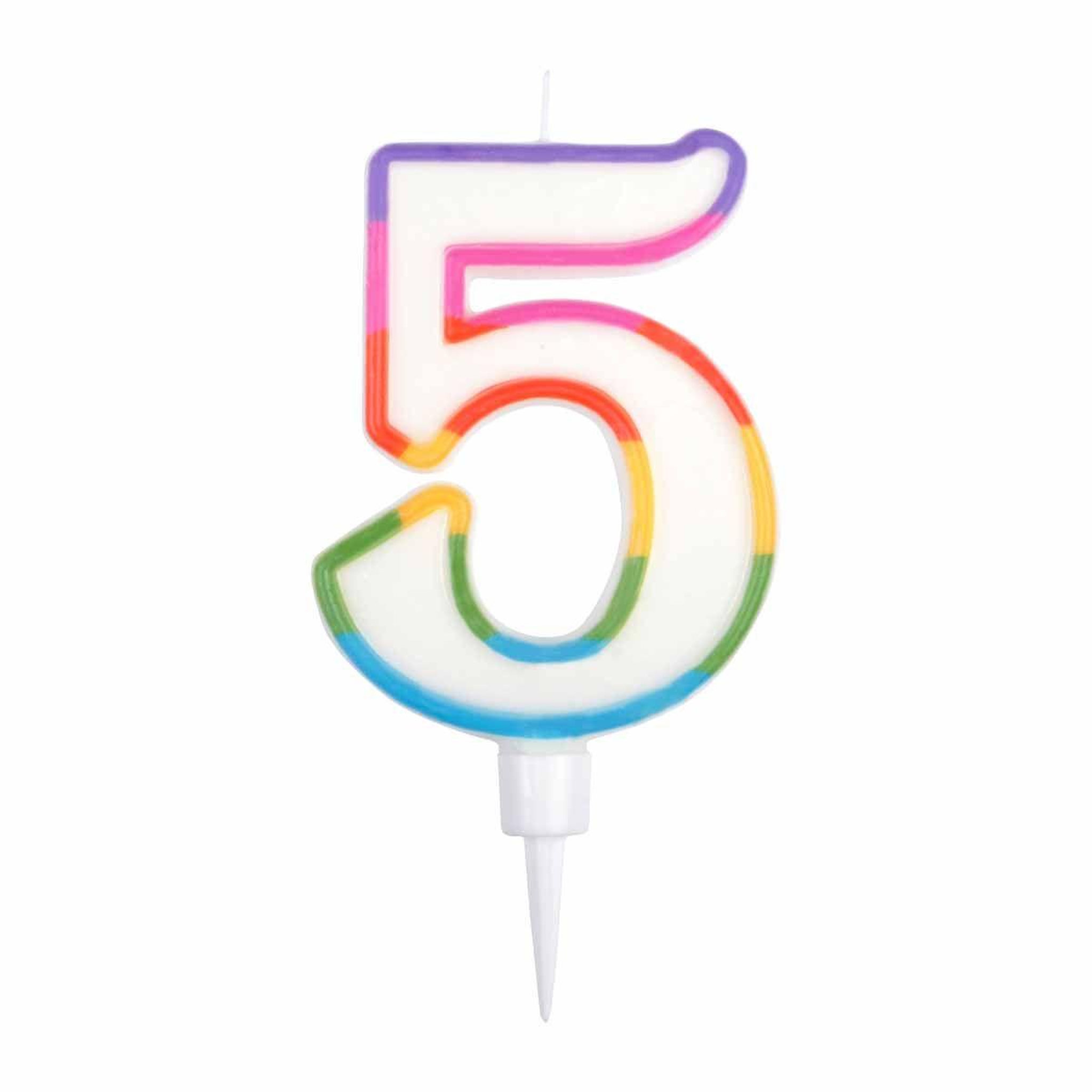 HOMEA Bougie d'Anniversaire  Chiffre 5  10cm Multicolore