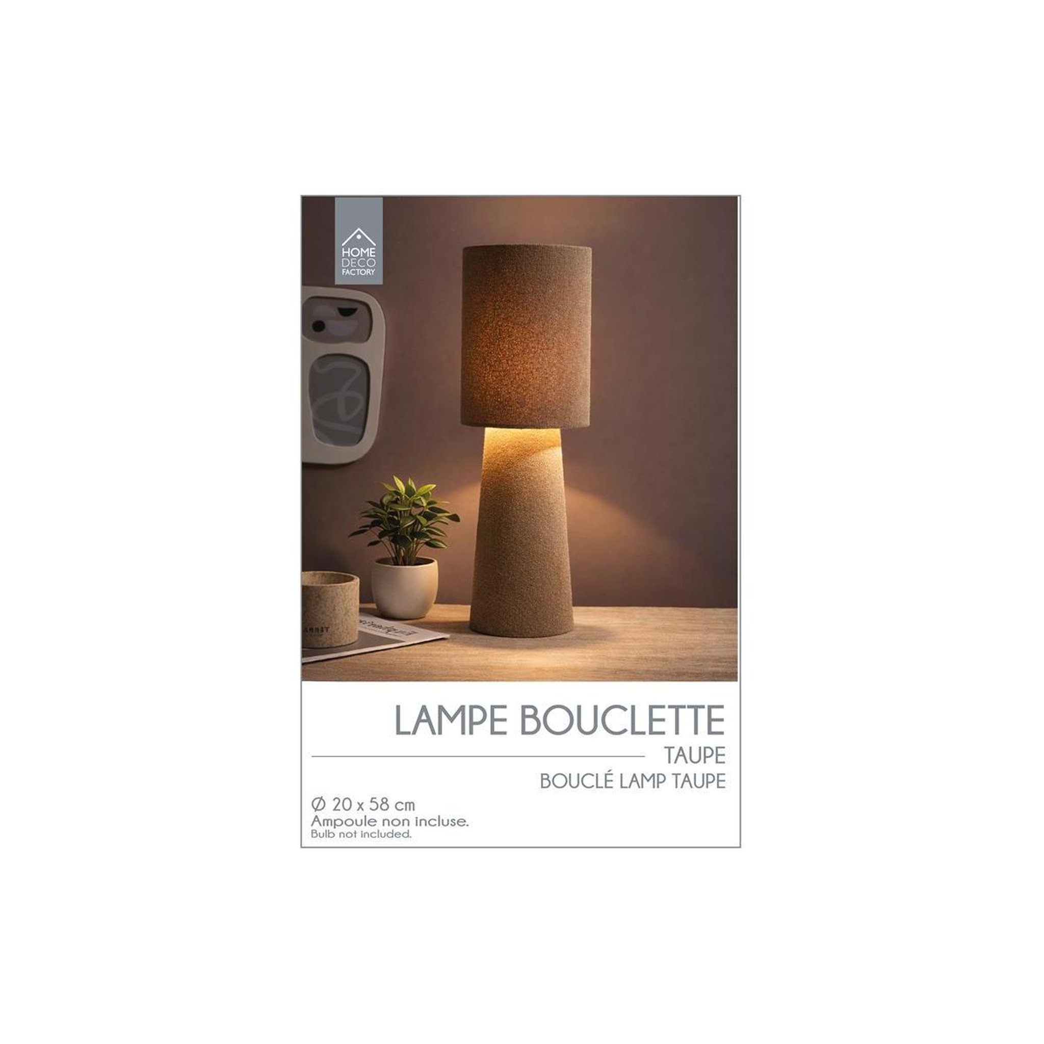Voir la diapositive 4 : The Home Deco Factory Lampe à poser bouclette  angye  58cm taupe