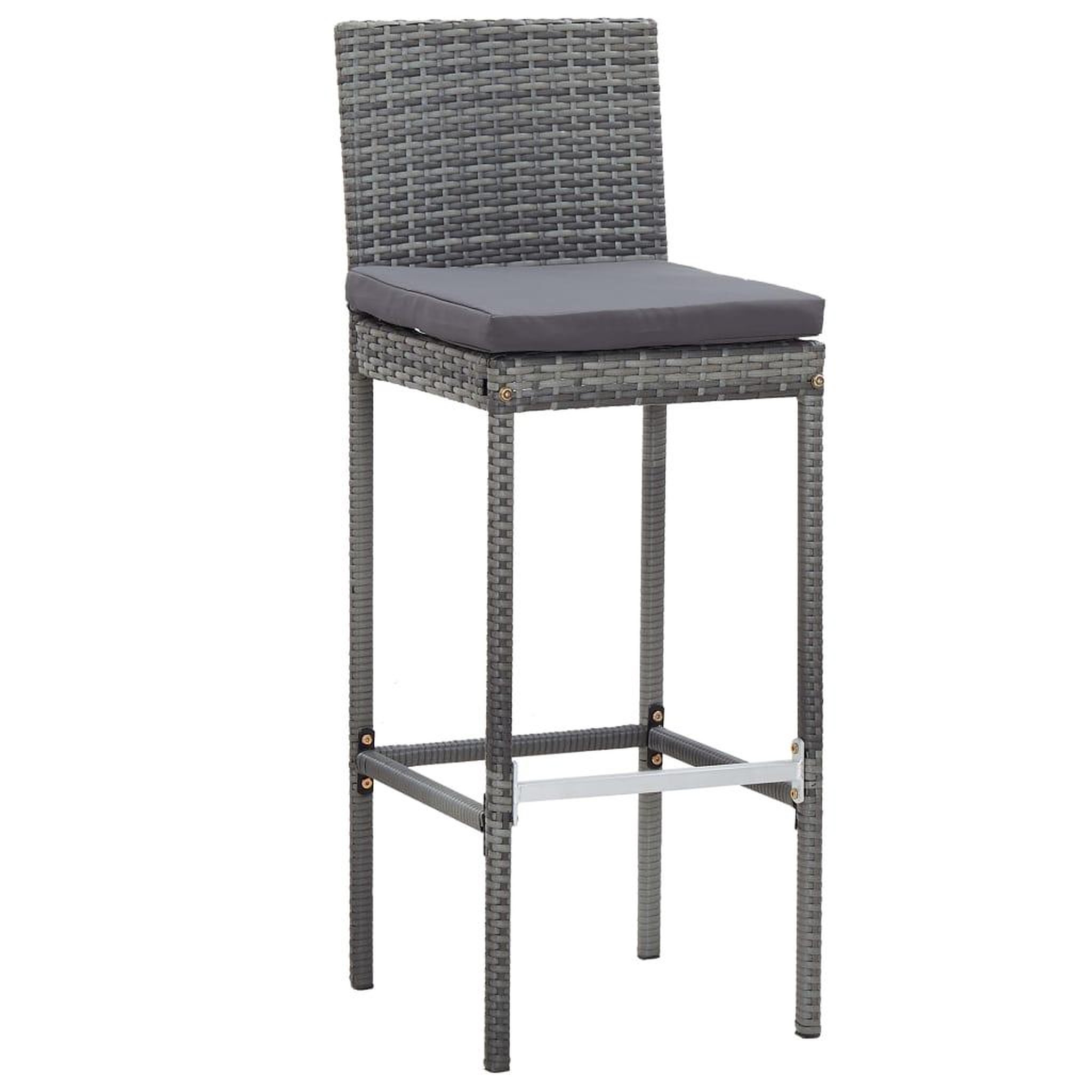 Voir la diapositive 4 : VIDAXL Ensemble de bar d'exterieur 7 pcs coussins Resine tressee Gris