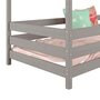 IDIMEX Lit cabane RENA lit simple montessori pour enfant 90 x 200 cm, avec barrières de protection, en pin massif lasuré gris