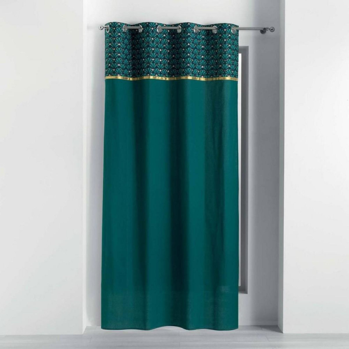 Douceur d'Intérieur Rideau à œillets 140x240 uni top métallisé Artchic bleu coton