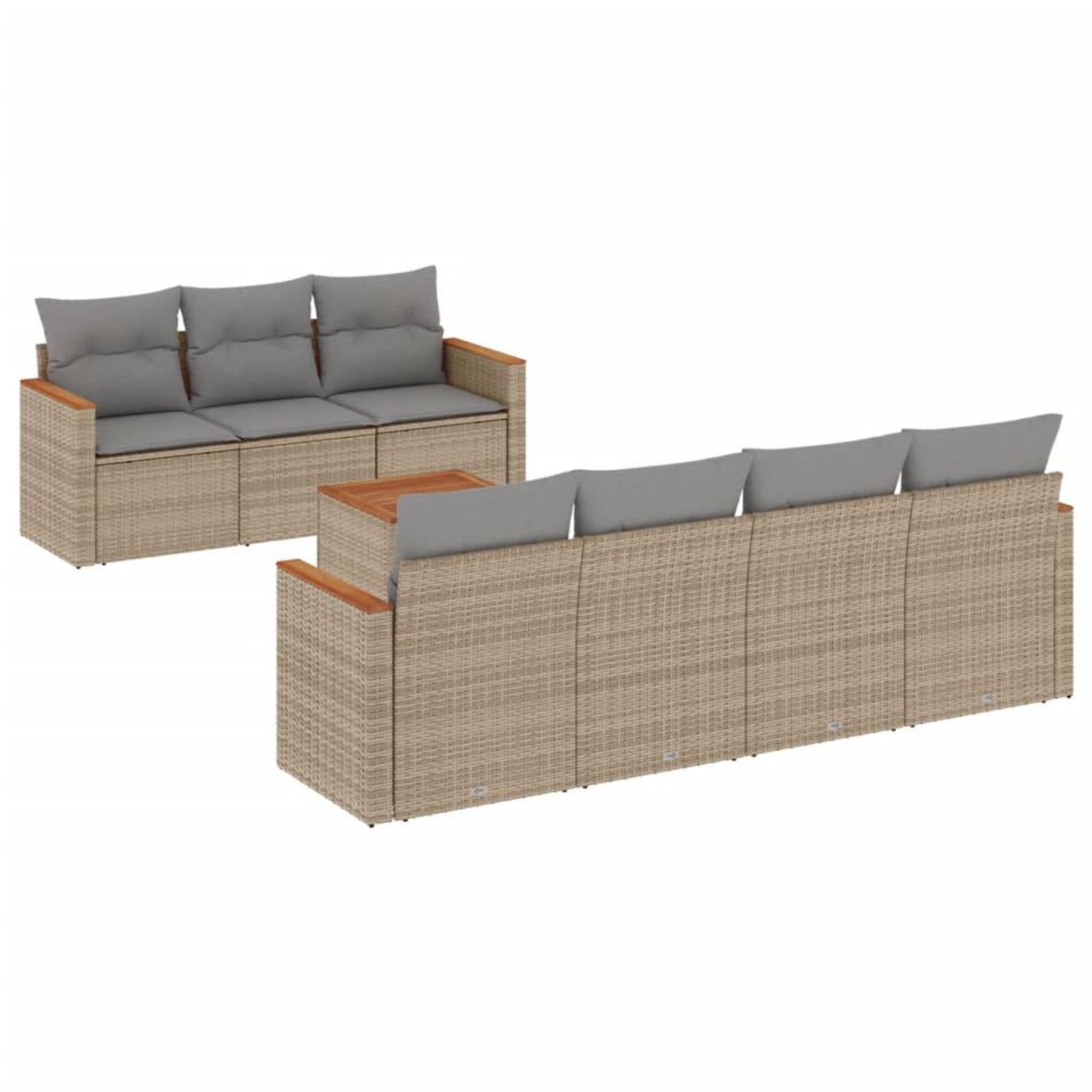 Voir la diapositive 2 : VIDAXL Salon de jardin avec coussins 8 pcs beige resine tressee