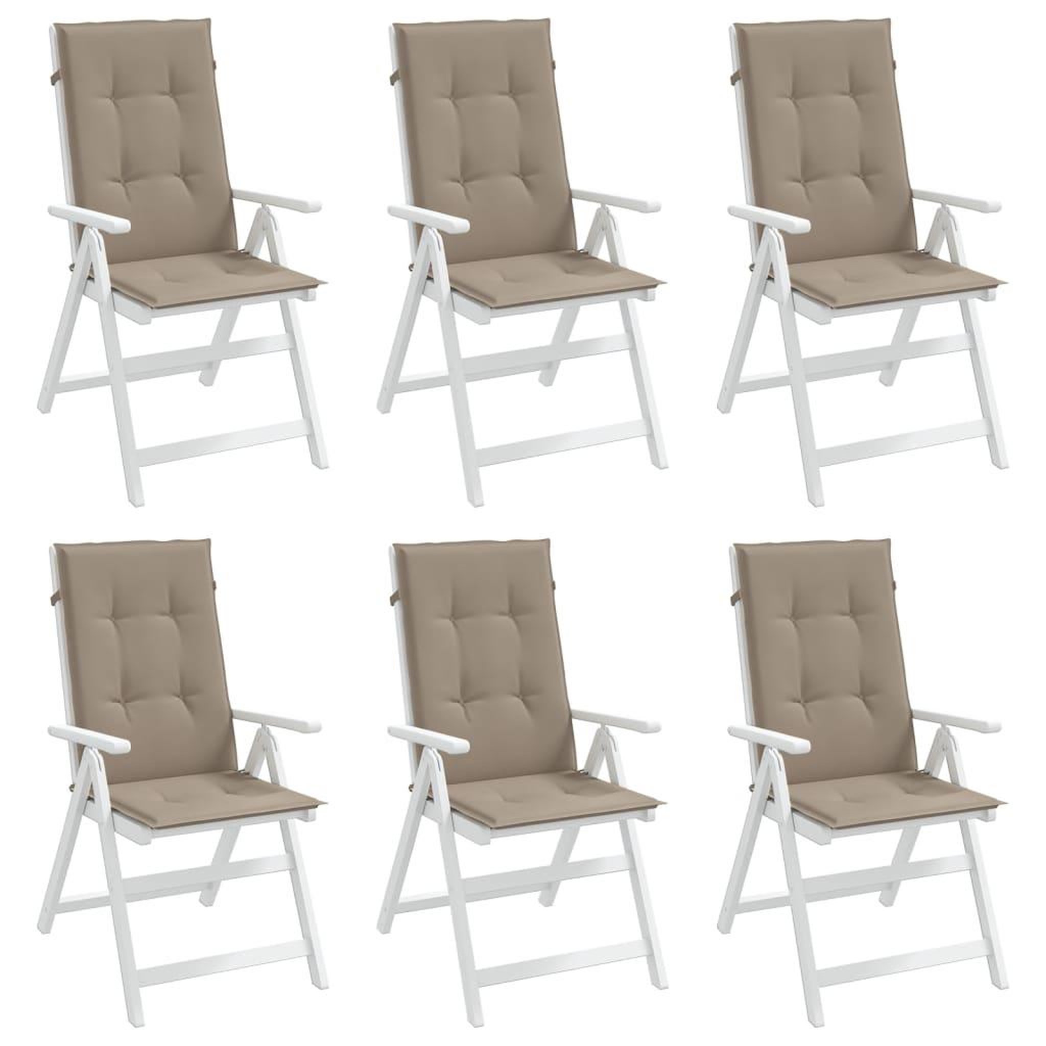 Voir la diapositive 4 : VIDAXL Coussins de chaise de jardin dossier haut lot de 6 taupe tissu