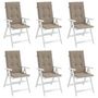 Voir la diapositive 4 : VIDAXL Coussins de chaise de jardin dossier haut lot de 6 taupe tissu