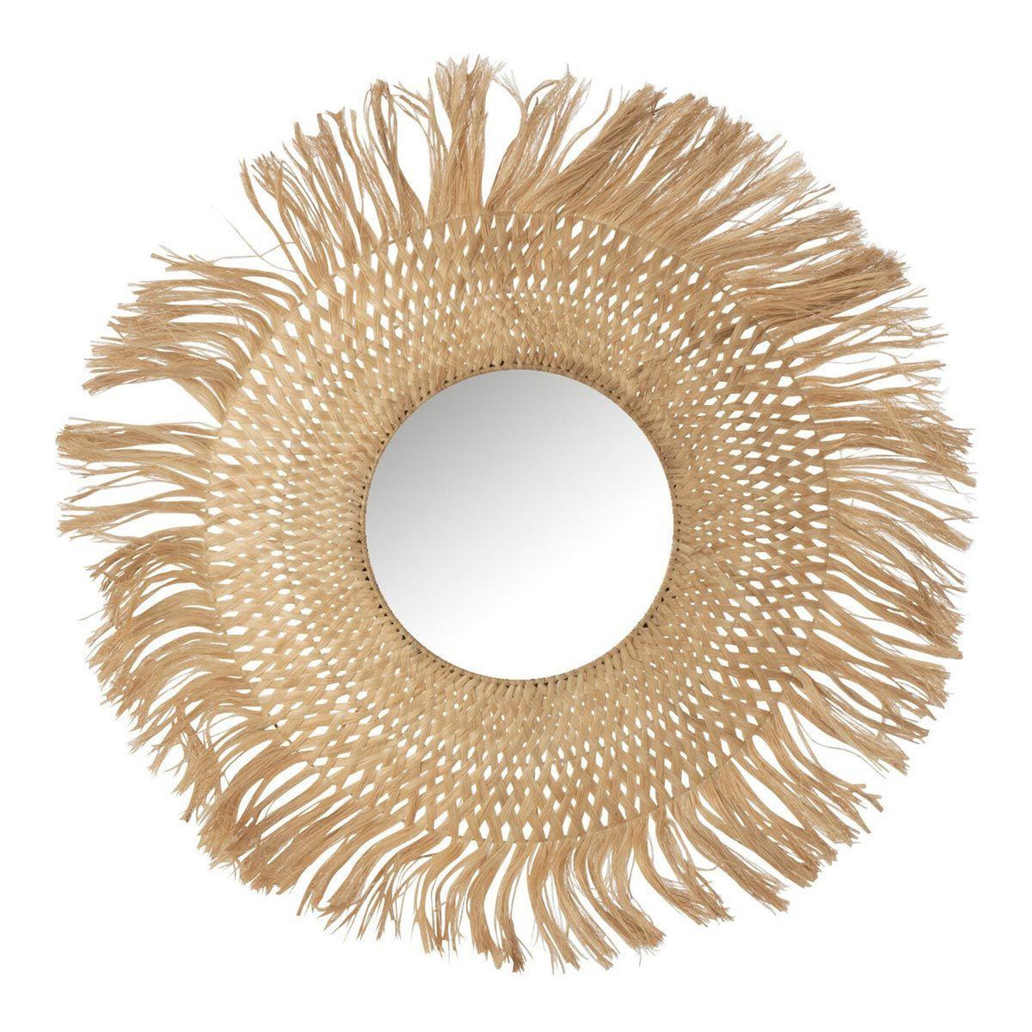 J-LINE Miroir Mural Déco  Feuille de Bananier  90cm Naturel