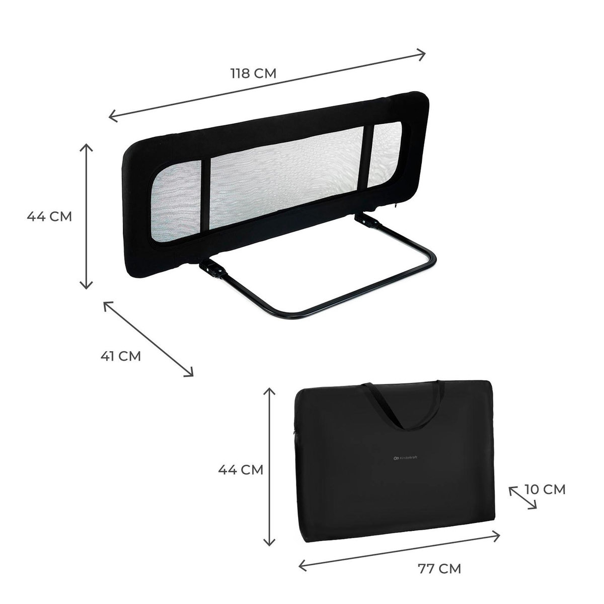 KINDERKRAFT Barrière de lit enfant pliable sécurisée