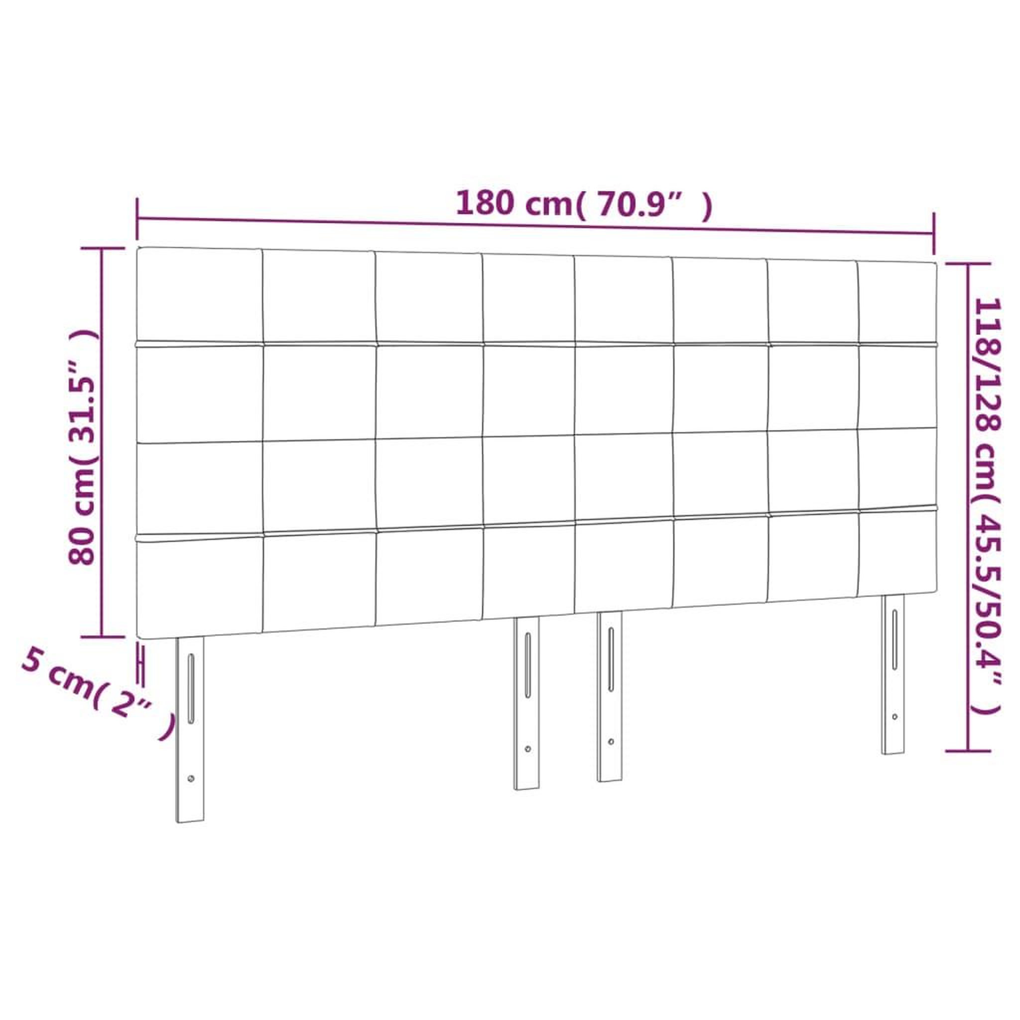 Voir la diapositive 6 : VIDAXL Tete de lit a LED Gris fonce 180x5x118/128 cm Velours
