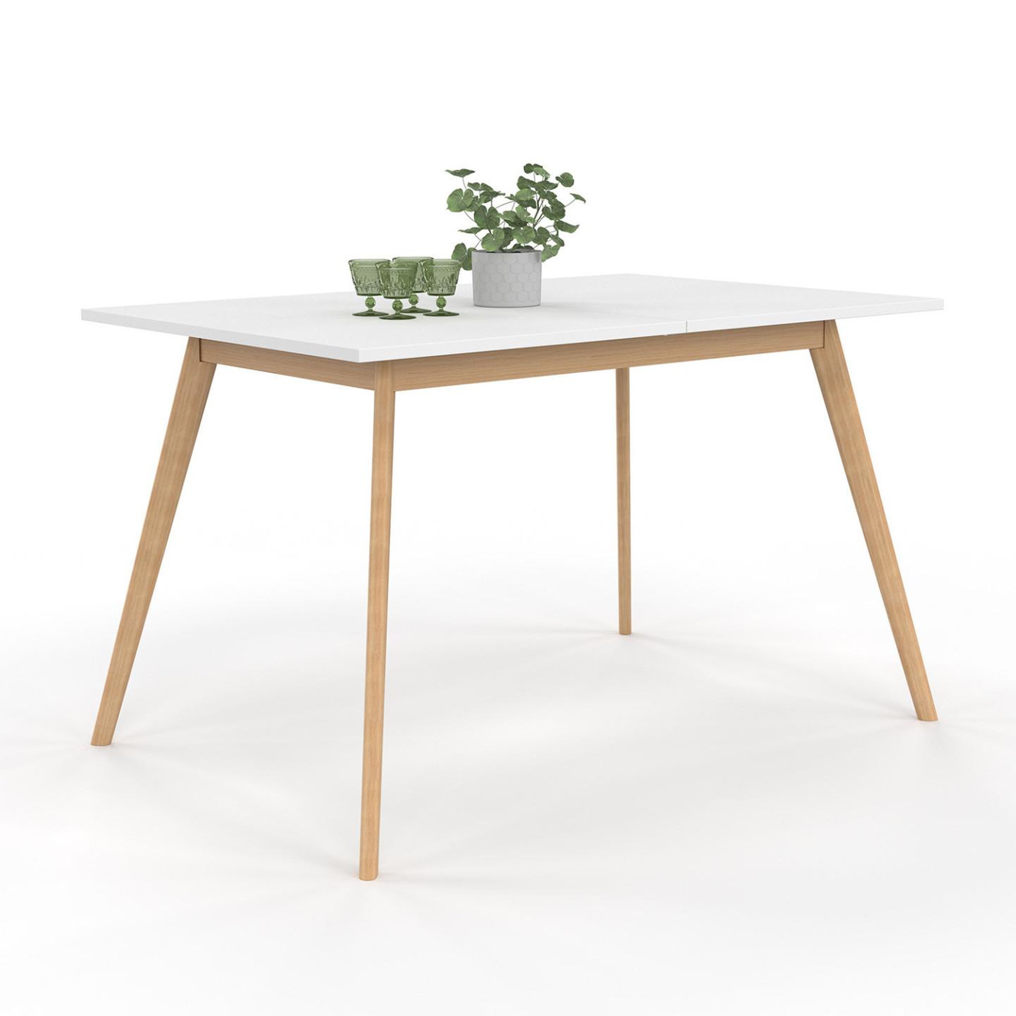 Voir la diapositive 5 : ID MARKET Table scandinave extensible rectangle inga 4-8 personnes blanche 110-150 cm