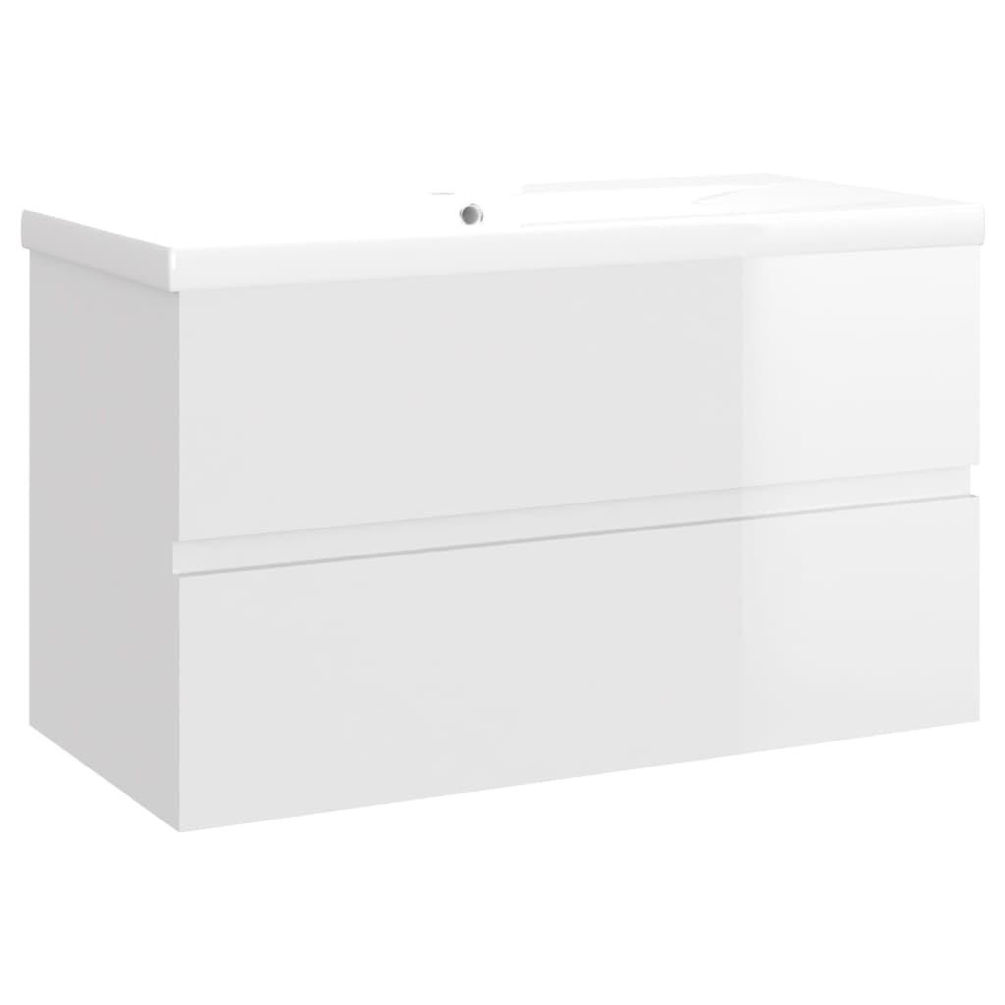 Voir la diapositive 2 : VIDAXL Armoire d'evier avec lavabo integre Blanc brillant Agglomere
