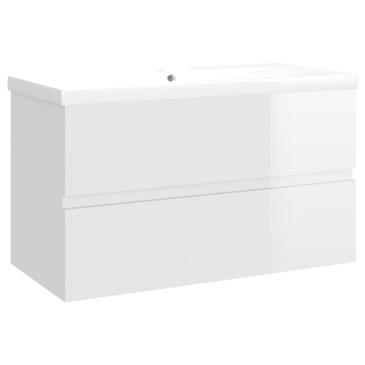 VIDAXL Armoire d'evier avec lavabo integre Blanc brillant Agglomere