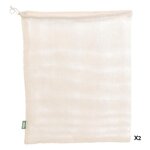 Paris Prix Lot de 2 Sacs Coton  Fruits Légumes  38cm Blanc