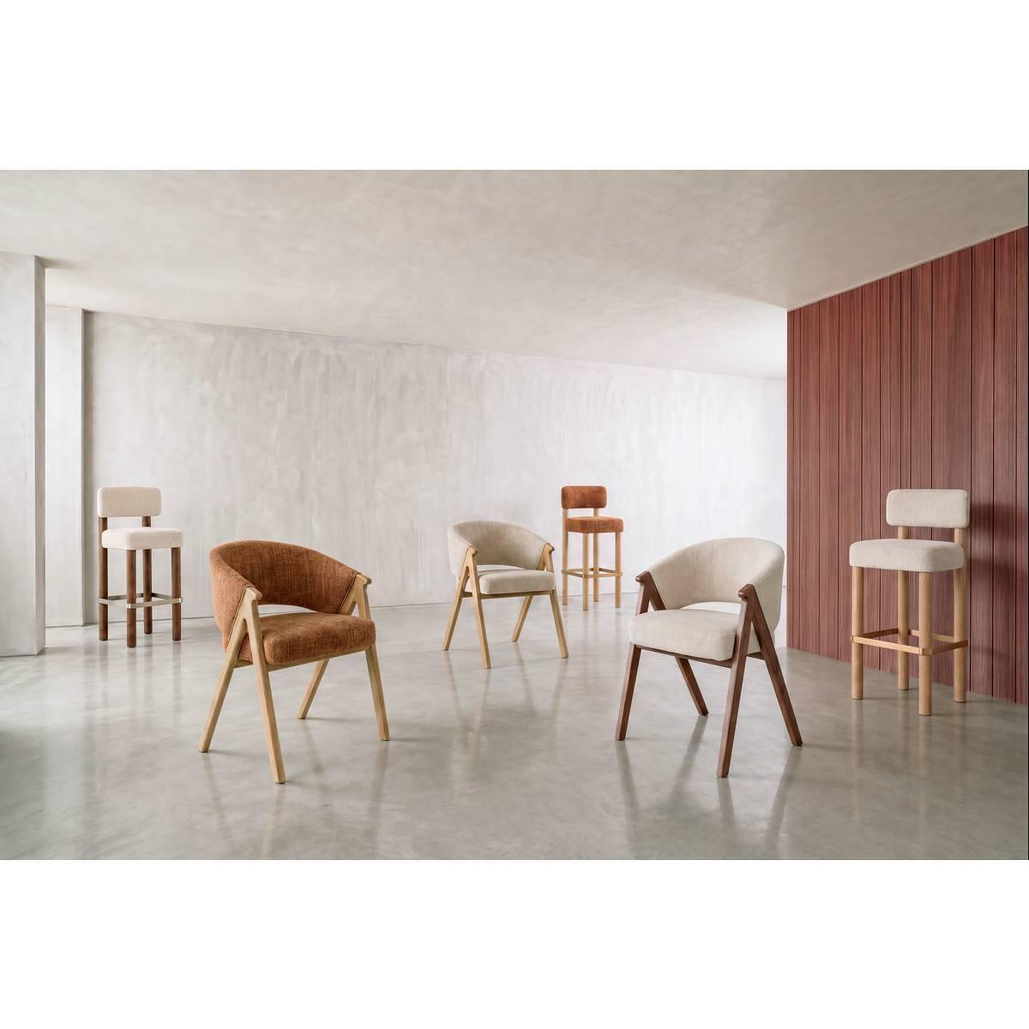 Voir la diapositive 6 : ATMOSPHERA Tabouret de bar design  noali  104cm ivoire & noyer