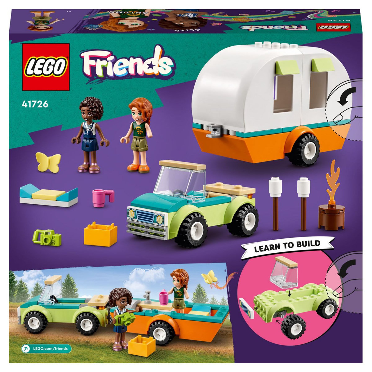 LEGO Friends 41726 Les vacances en caravane, Jouet Camping-Car avec Voiture, Enfants 4 Ans