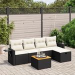 VIDAXL Salon de jardin 6 pcs avec coussins noir resine tressee