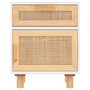 Voir la diapositive 4 : VIDAXL Table de chevet Blanc Bois de pin massif et rotin naturel