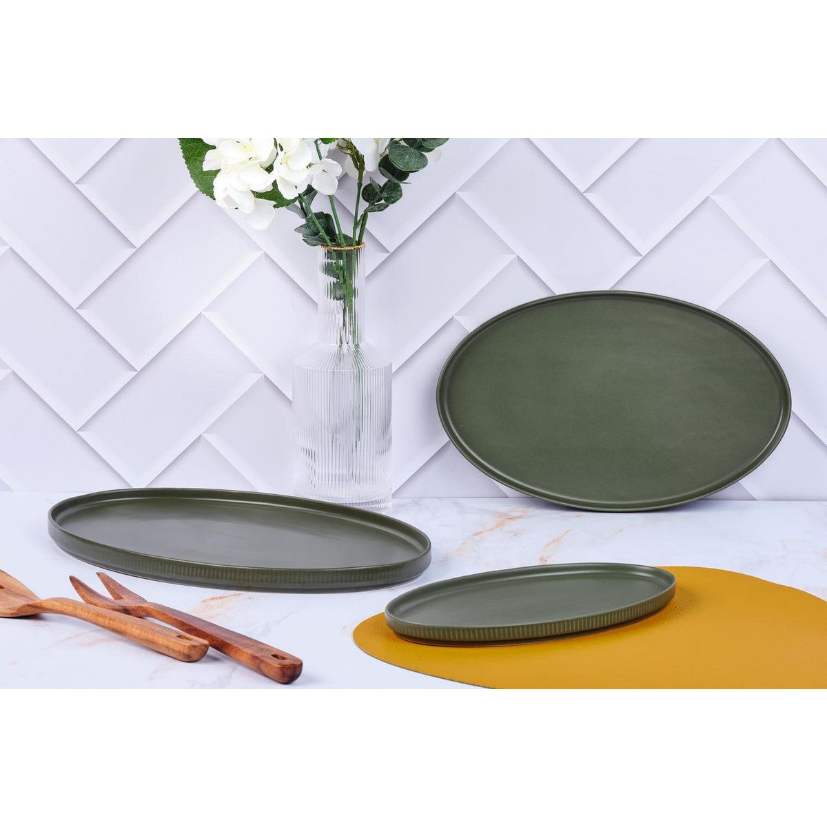 BJORN Plateau de service SCANDI - 3 pièces - Olive