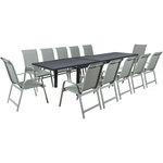 Habitat et Jardin Salon de jardin repas  Lagos  - 200/320 x 105 x 76 cm - 12 chaises - Gris clair