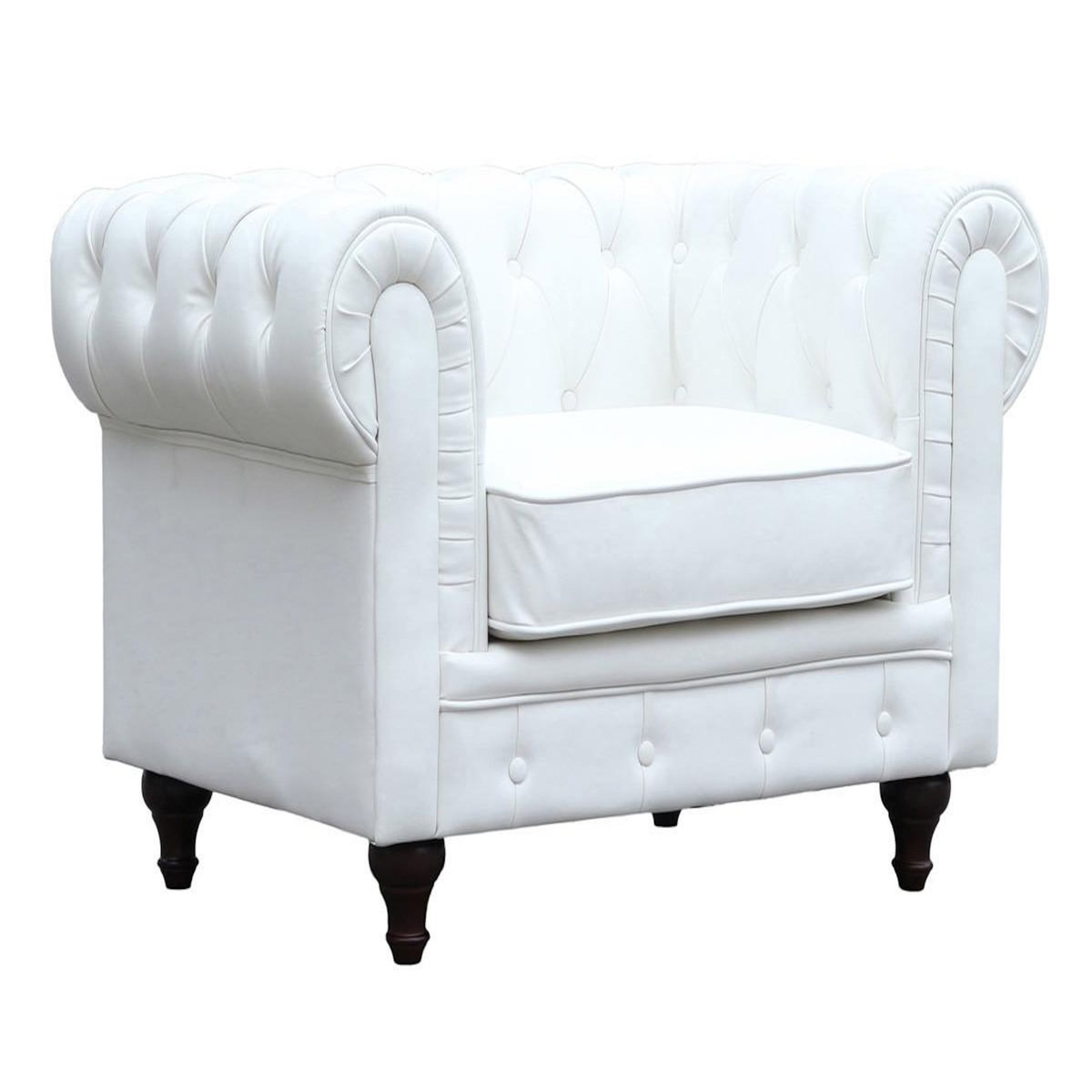 Habitat et Jardin Fauteuil Chesterfield  Aliza  - 111 x 82 x 70 cm - Blanc